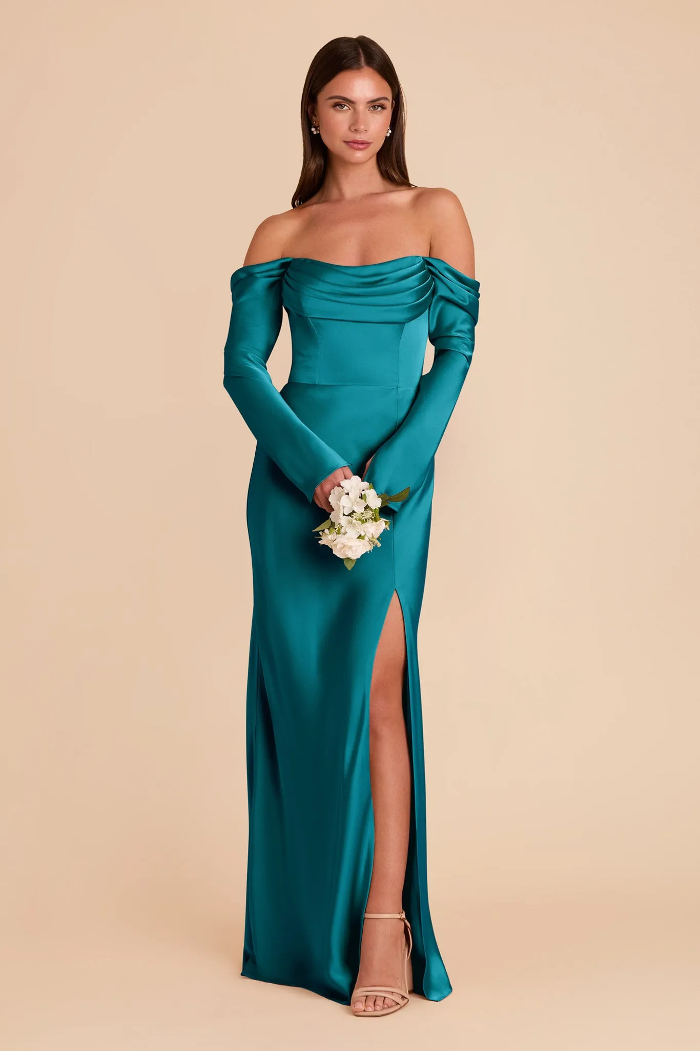 Maya Matte Satin Dress - Teal sold by Birdy Grey product image thumbnail 3
