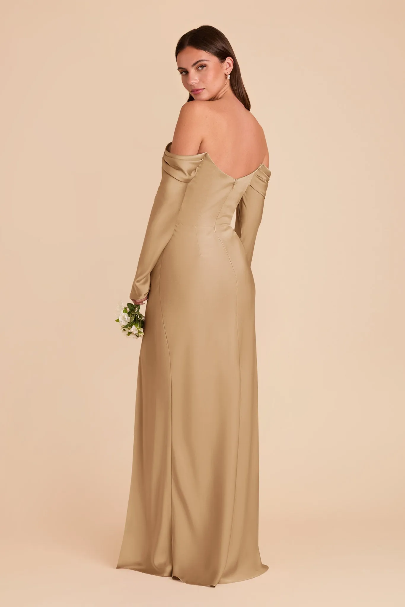 Maya Matte Satin Dress - Yellow Gold sold by Birdy Grey product image thumbnail 4