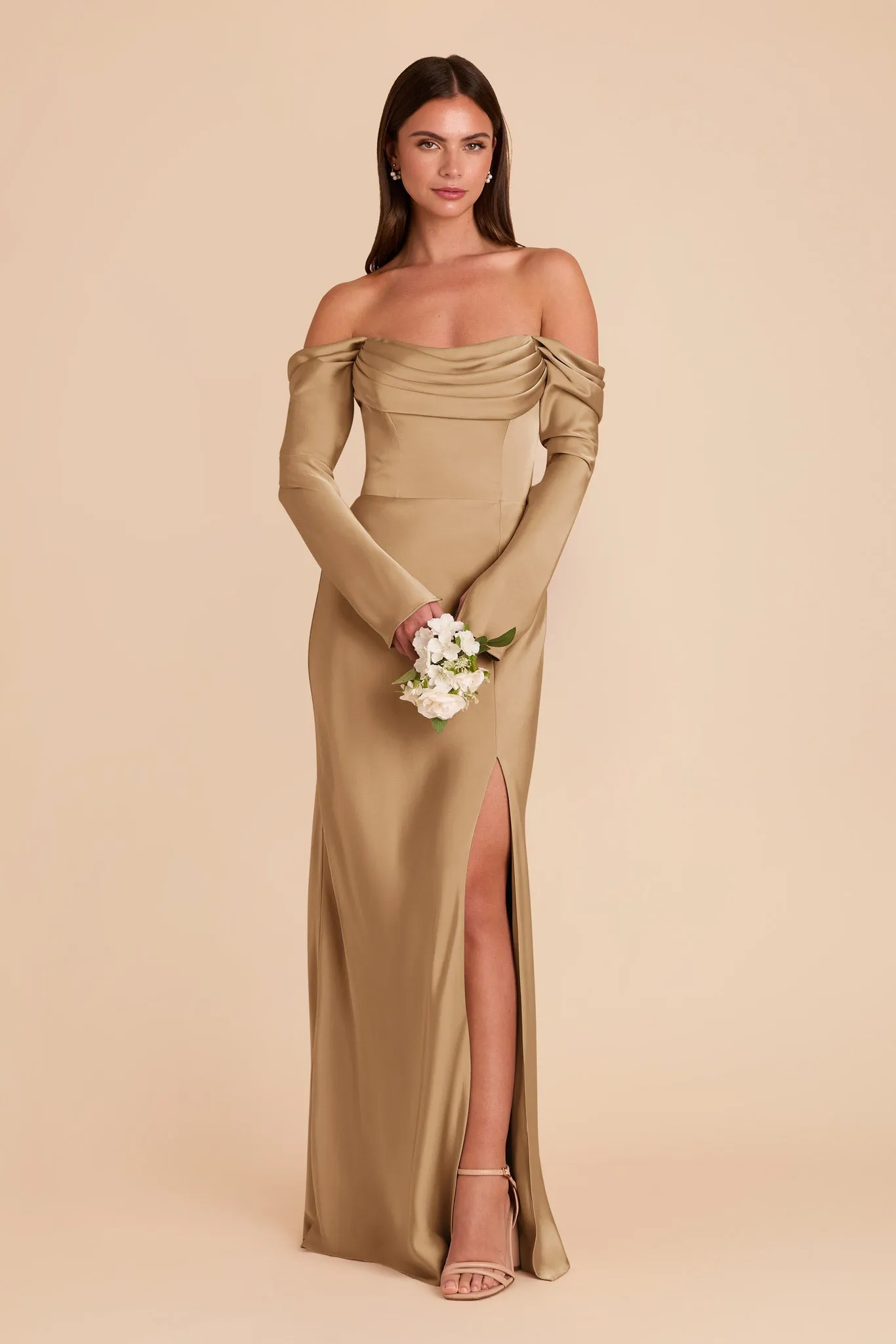 Maya Matte Satin Dress - Yellow Gold sold by Birdy Grey product image thumbnail 3