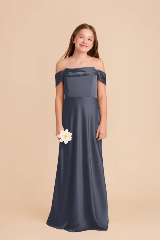 Mimi Junior Matte Satin Dress - Dusk Blue sold by Birdy Grey