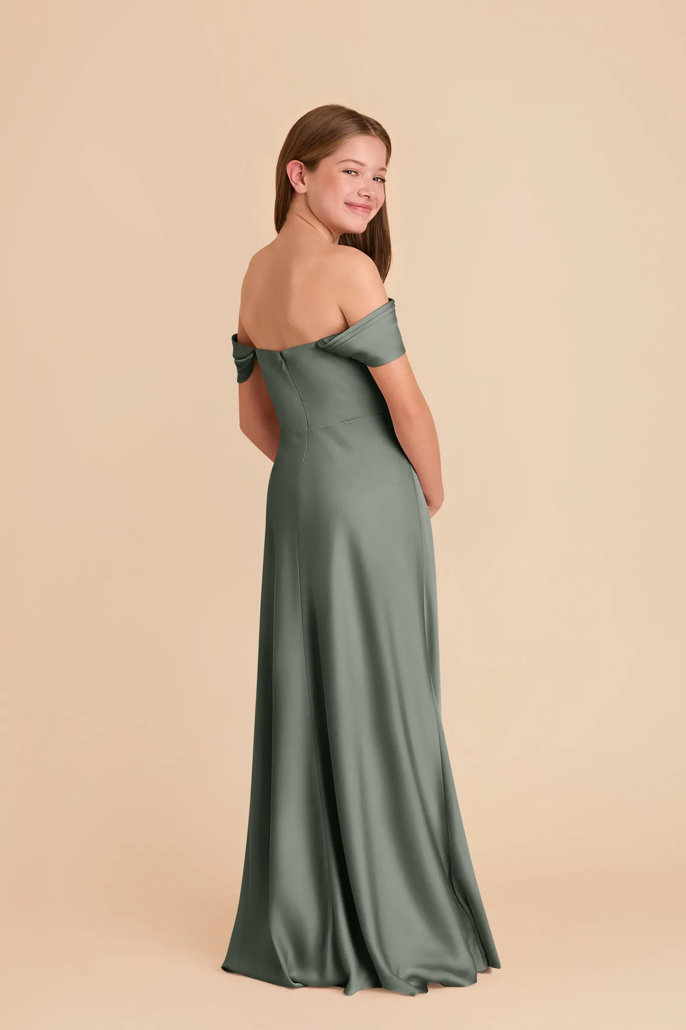 Mimi Junior Matte Satin Dress - Sea Glass sold by Birdy Grey product image thumbnail 5