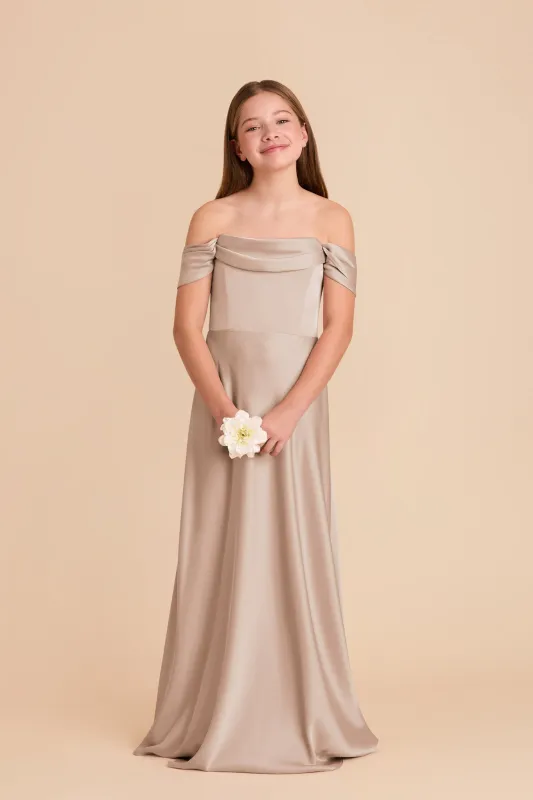 Mimi Junior Matte Satin Dress - Taupe sold by Birdy Grey