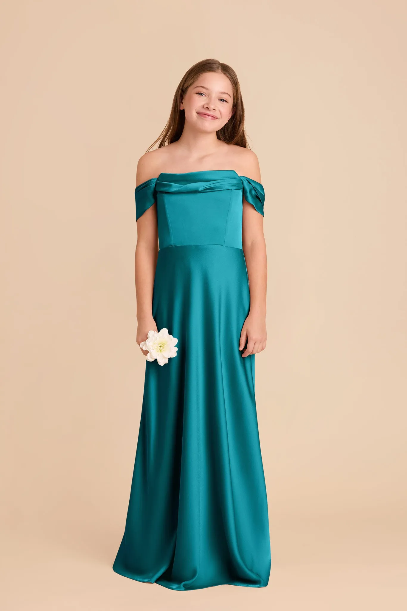 Mimi Junior Matte Satin Dress - Teal sold by Birdy Grey