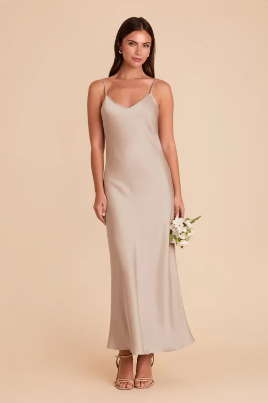 Alice Matte Satin Dress - Taupe sold by Birdy Grey