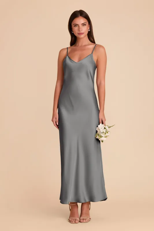 Alice Matte Satin Dress - Silver sold by Birdy Grey