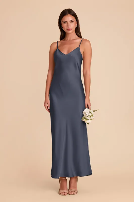 Alice Matte Satin Dress - Dusk Blue sold by Birdy Grey