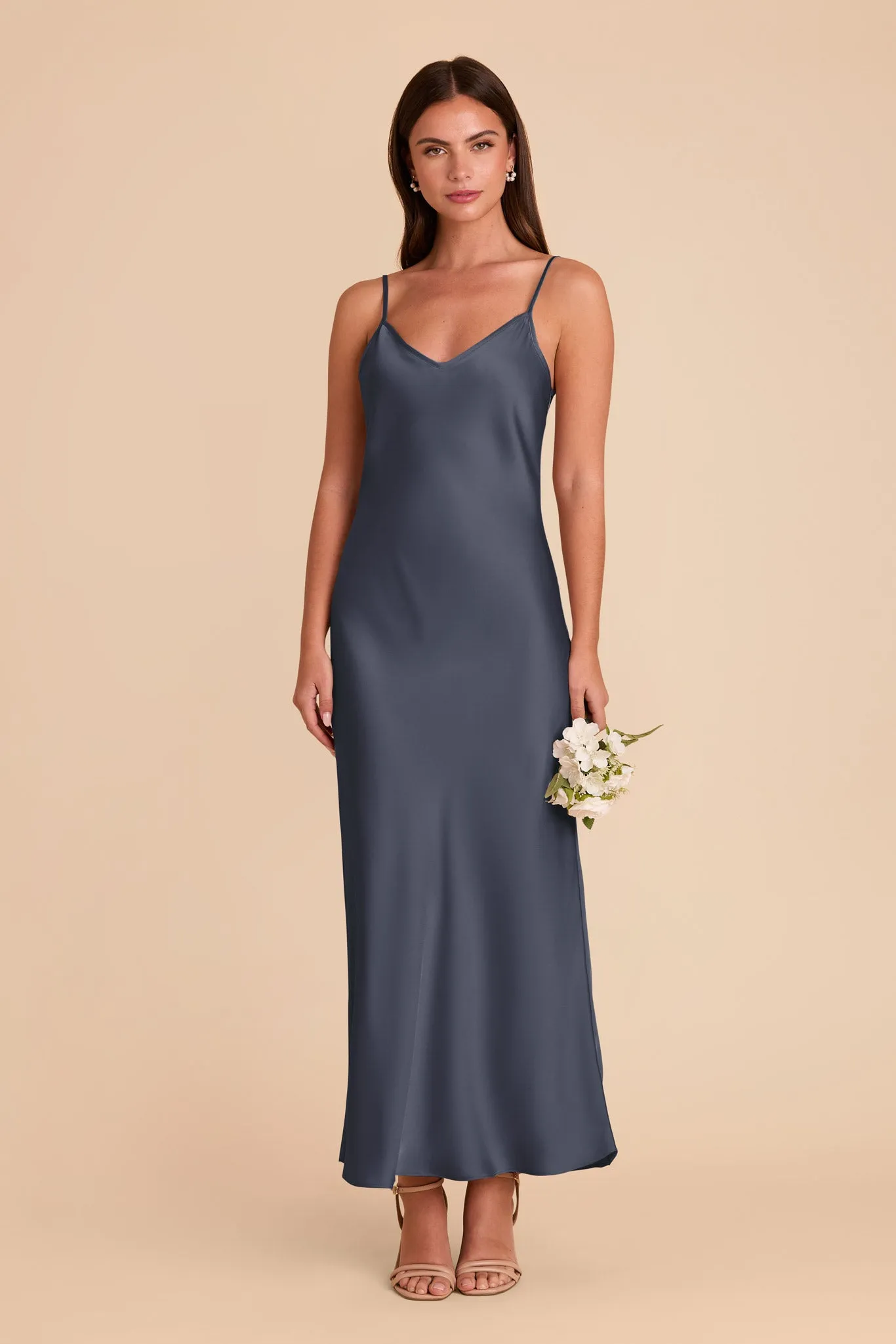 Alice Matte Satin Dress - Dusk Blue sold by Birdy Grey