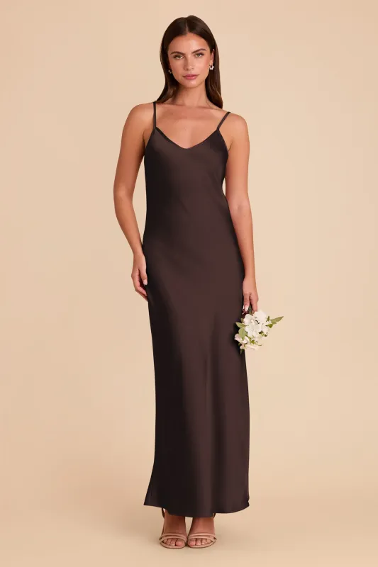 Alice Matte Satin Dress - Espresso sold by Birdy Grey
