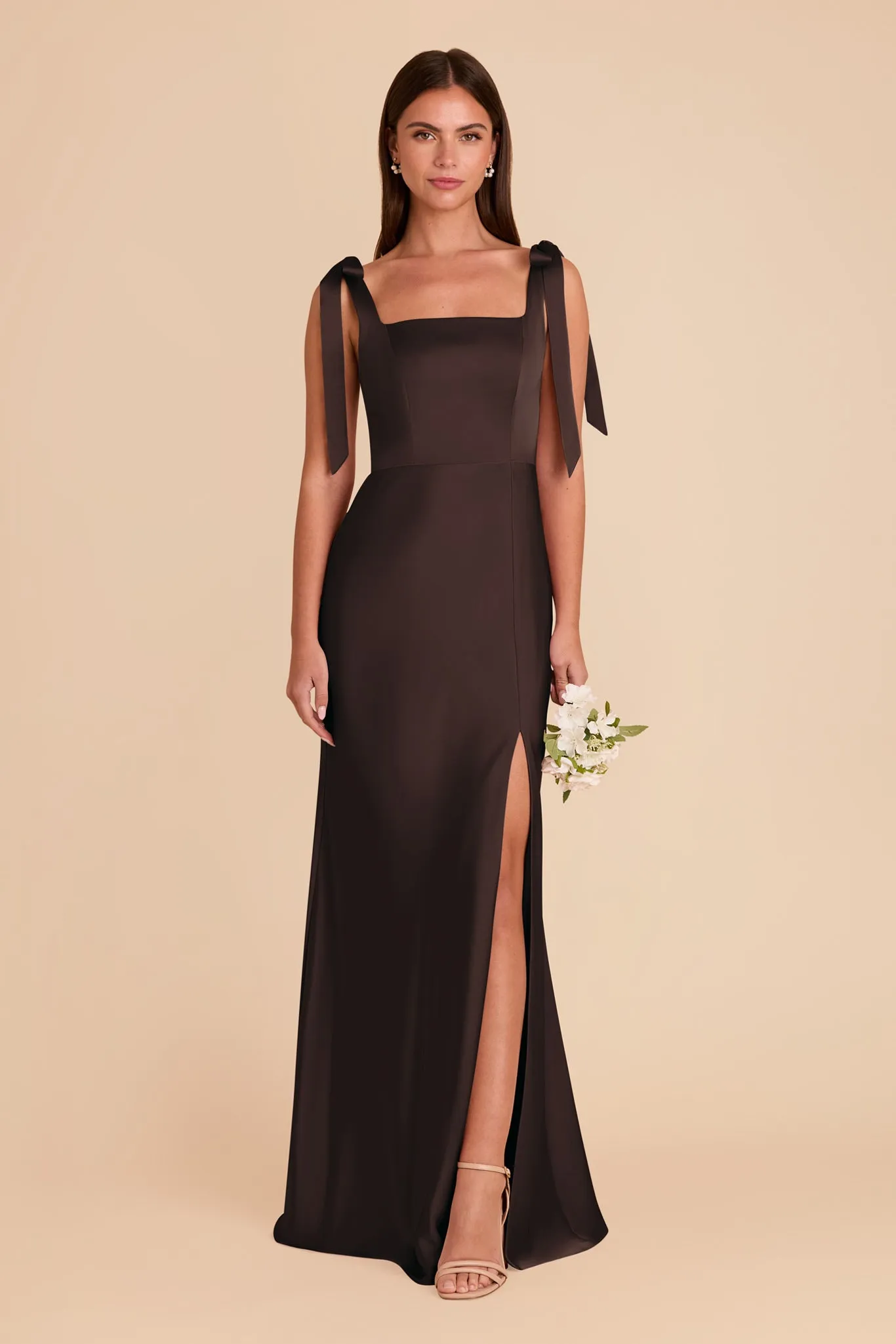 Alex Convertible Dress Matte Satin - Espresso sold by Birdy Grey
