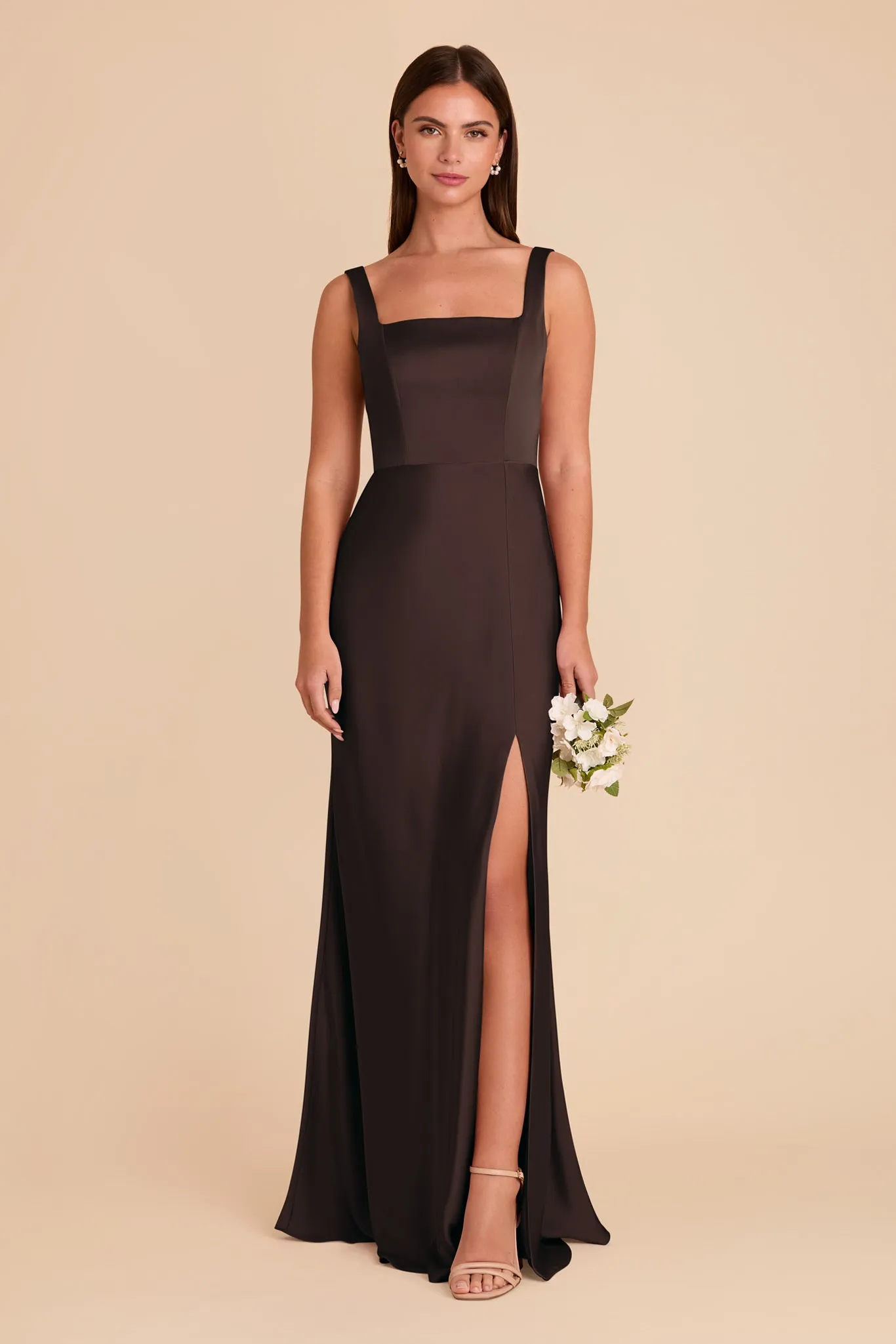 Alex Convertible Dress Matte Satin - Espresso sold by Birdy Grey product image thumbnail 3