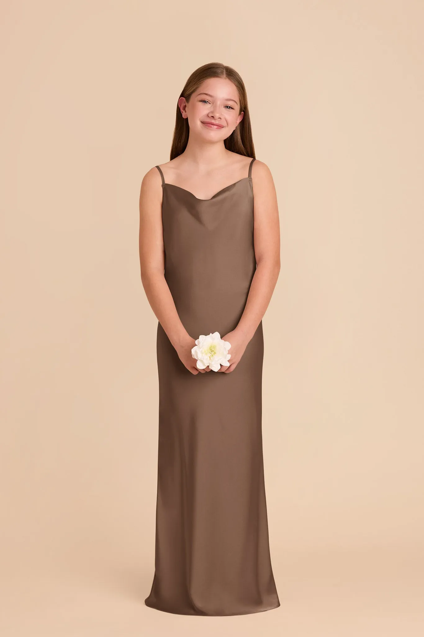 Elisa Junior Matte Satin Dress - Mocha sold by Birdy Grey