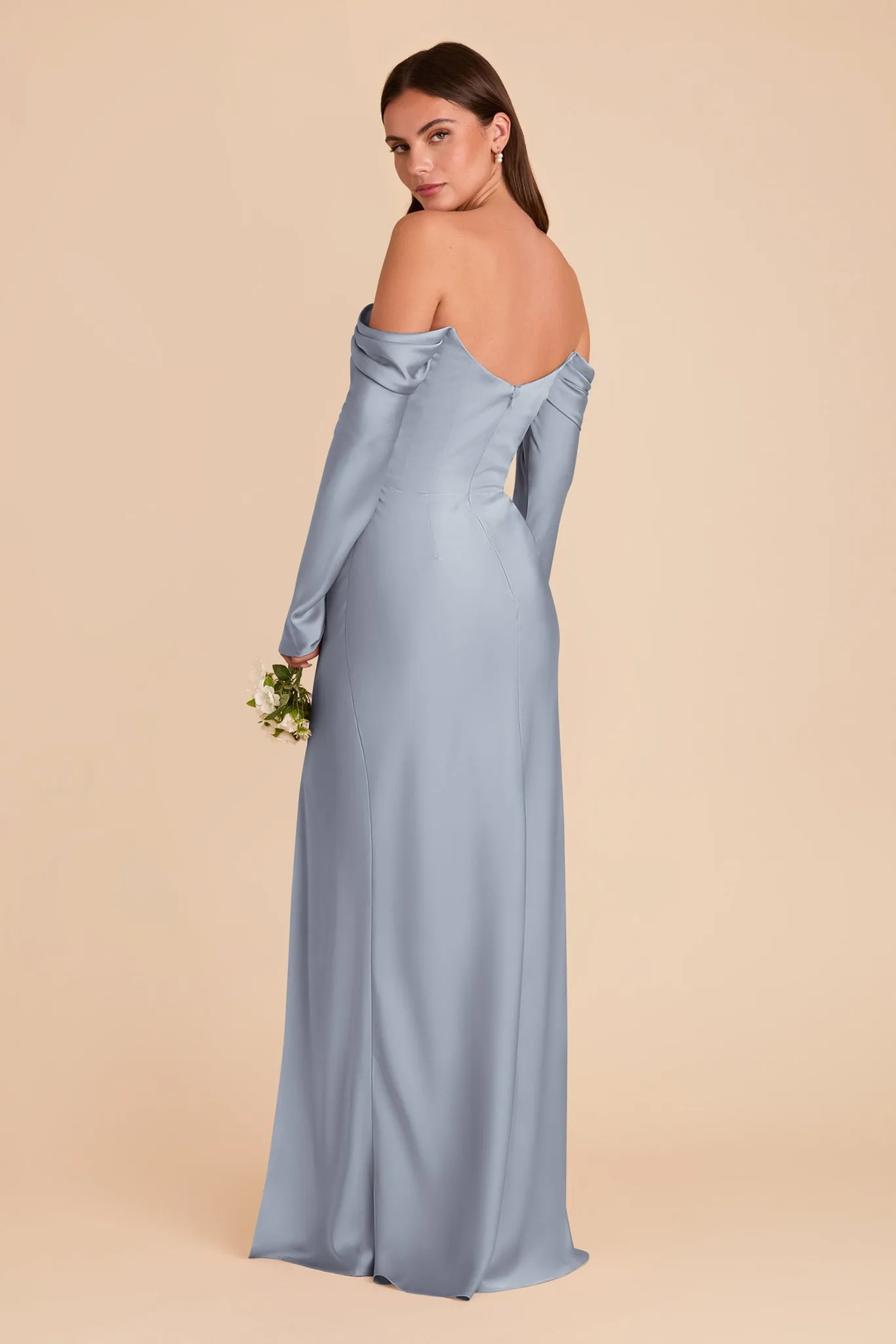 Maya Matte Satin Dress - Dusty Blue sold by Birdy Grey product image thumbnail 5