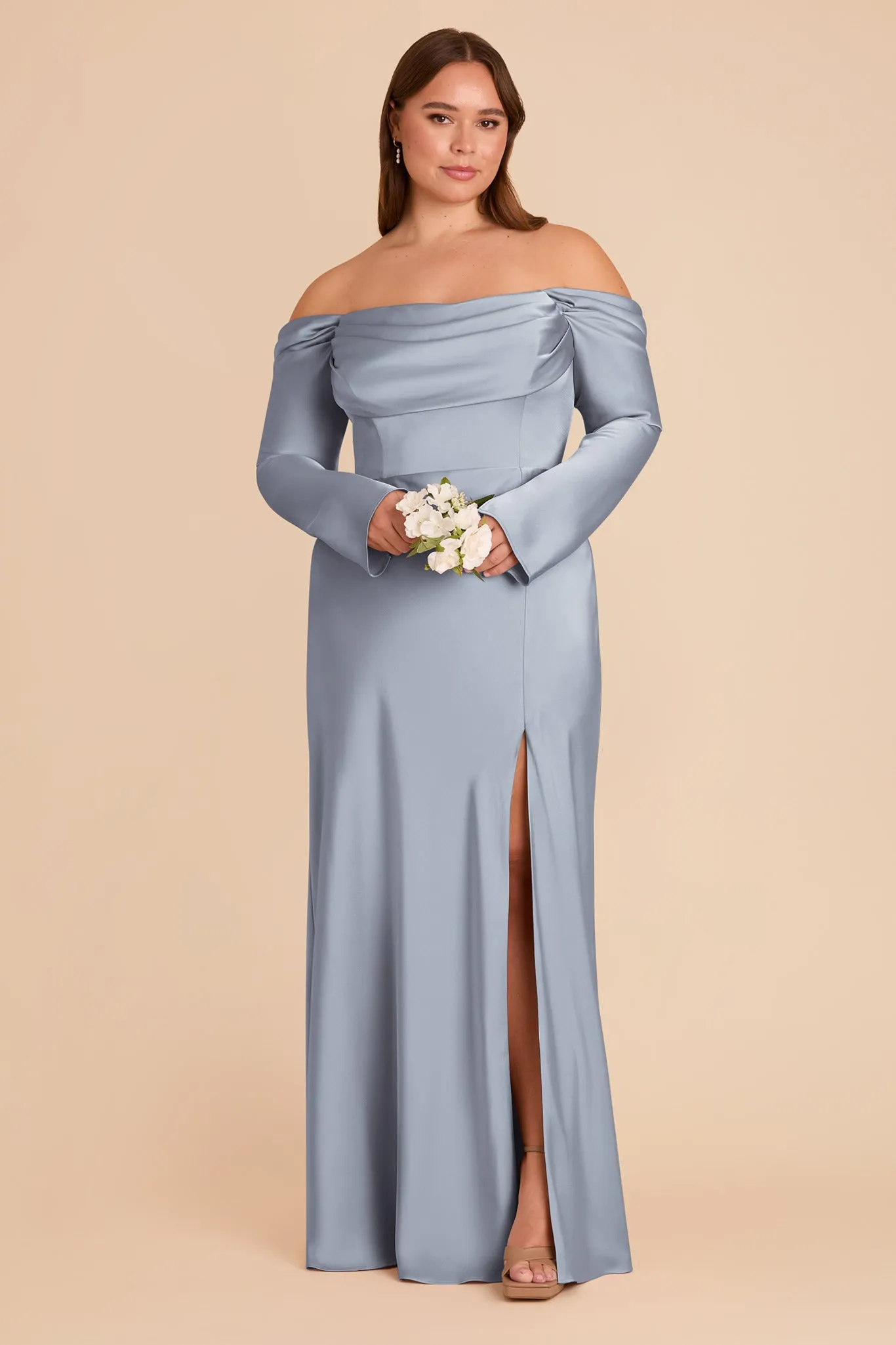 Maya Matte Satin Dress - Dusty Blue sold by Birdy Grey product image thumbnail 2