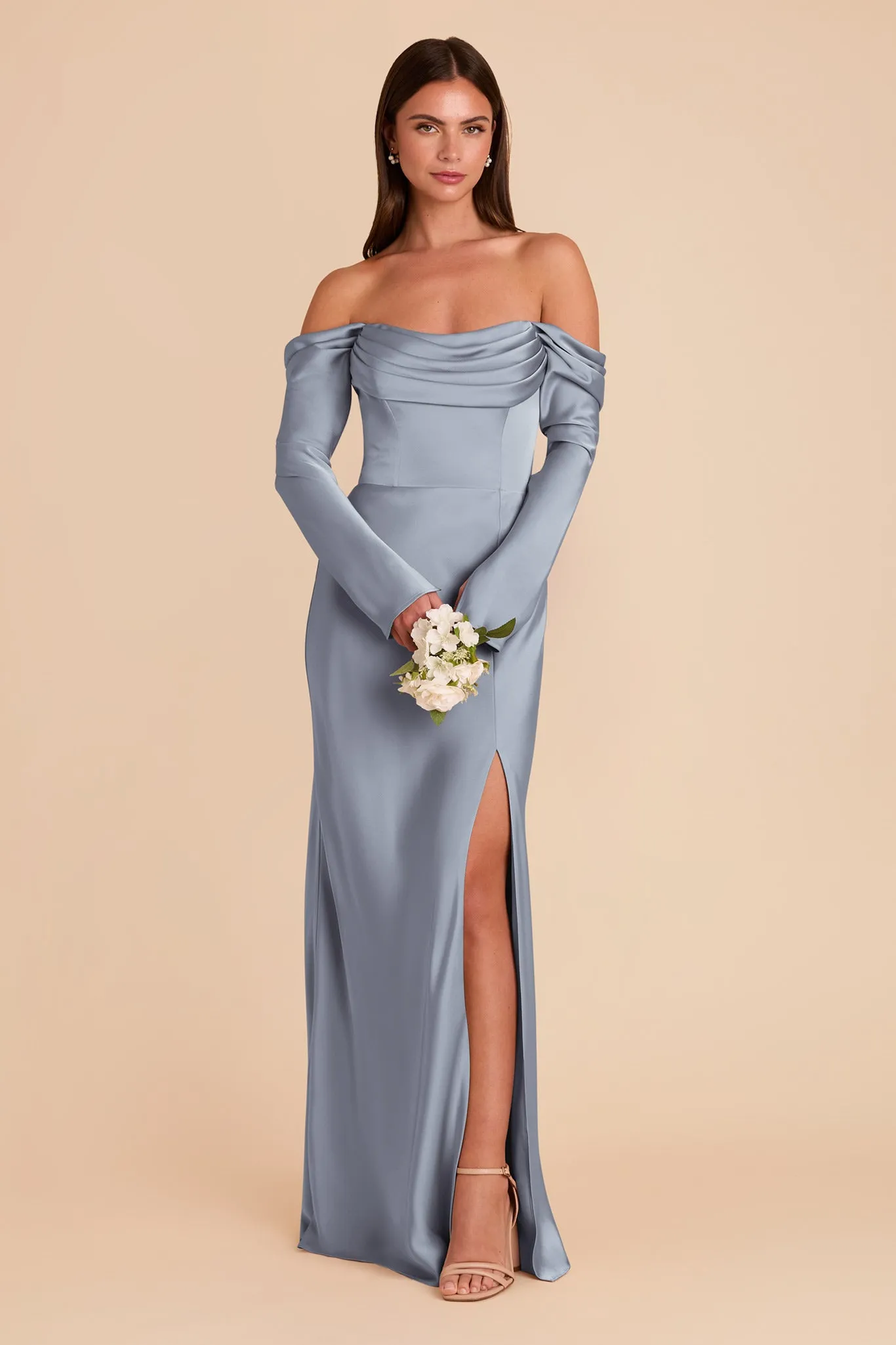 Maya Matte Satin Dress - Dusty Blue sold by Birdy Grey product image thumbnail 4