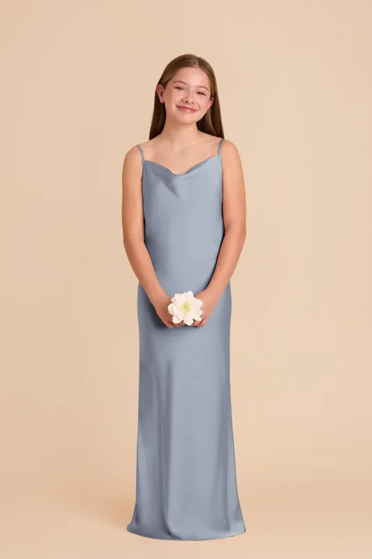 Elisa Junior Matte Satin Dress - Dusty Blue sold by Birdy Grey