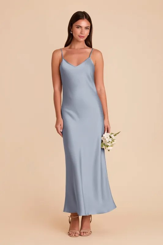 Alice Matte Satin Dress - Dusty Blue sold by Birdy Grey