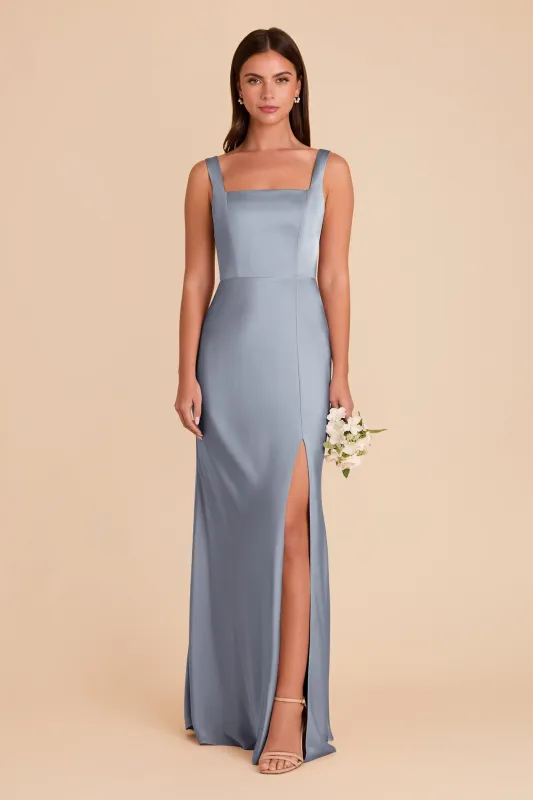 Alex Convertible Dress Matte Satin - Dusty Blue sold by Birdy Grey