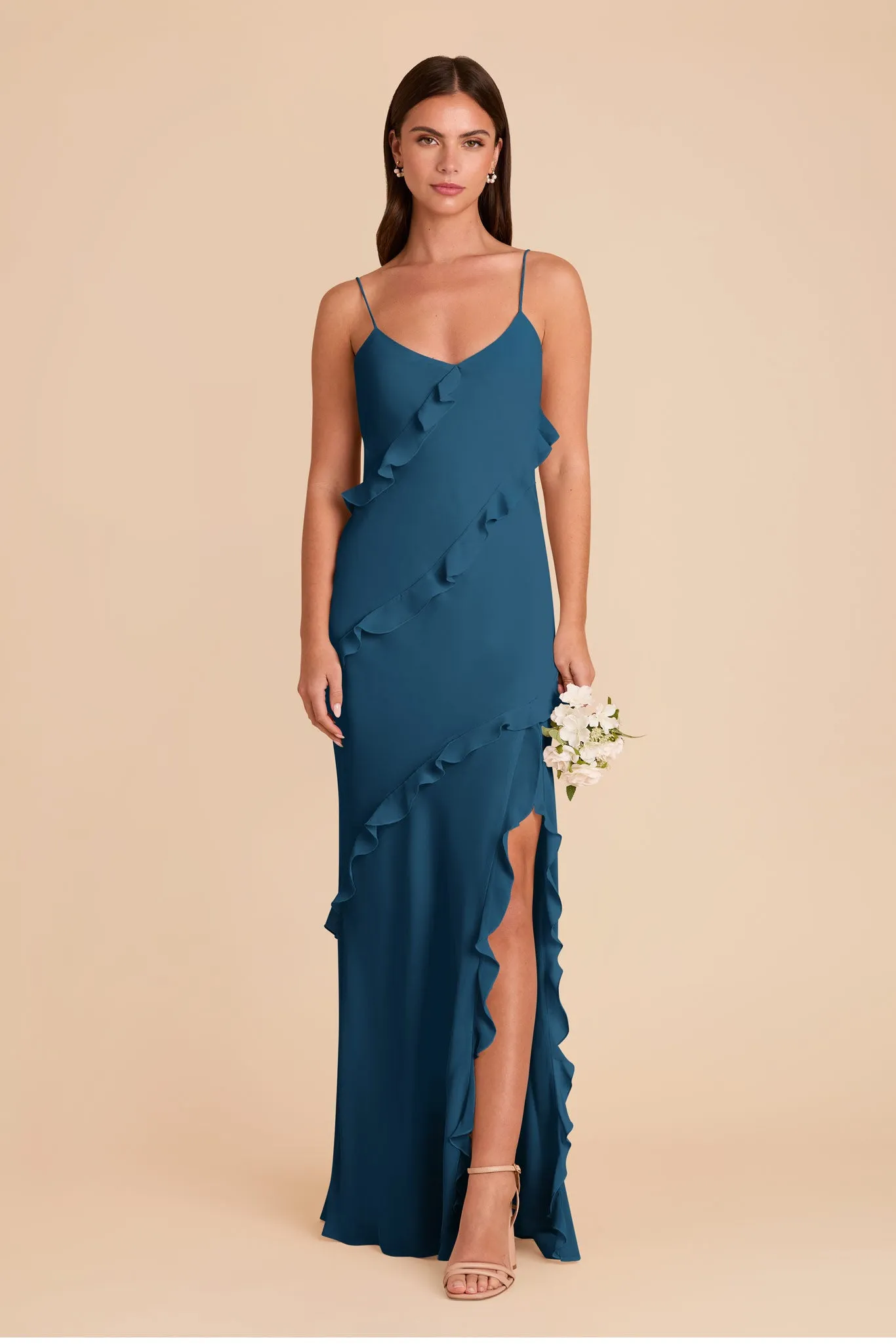 Valentina Chiffon Dress - Dark Teal sold by Birdy Grey