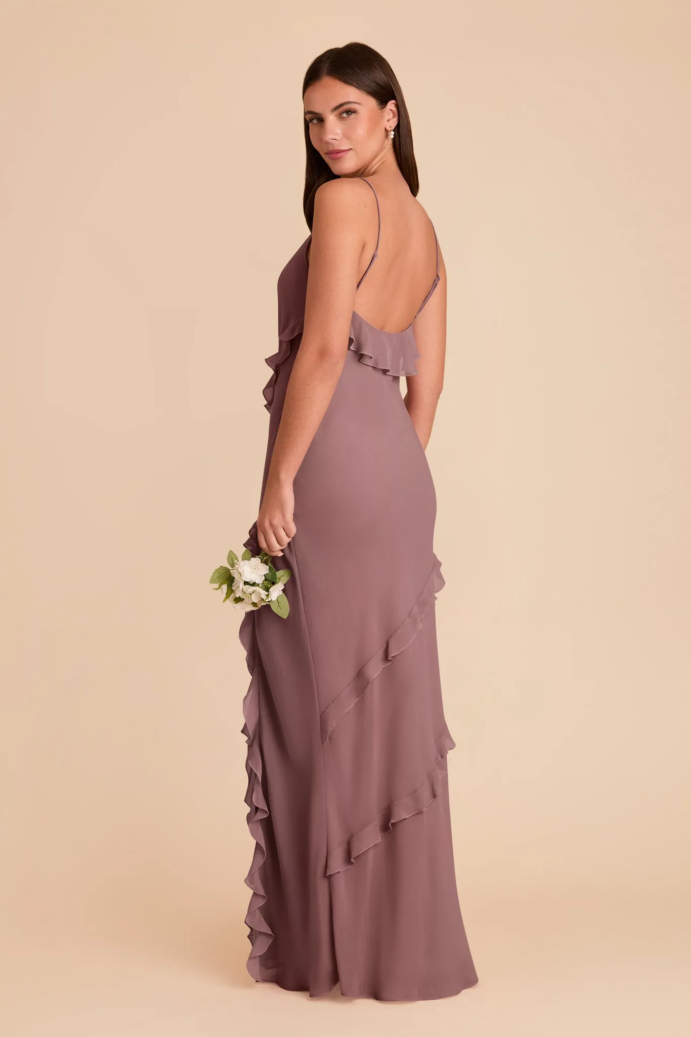 Valentina Chiffon Dress - Dark Mauve sold by Birdy Grey product image thumbnail 4