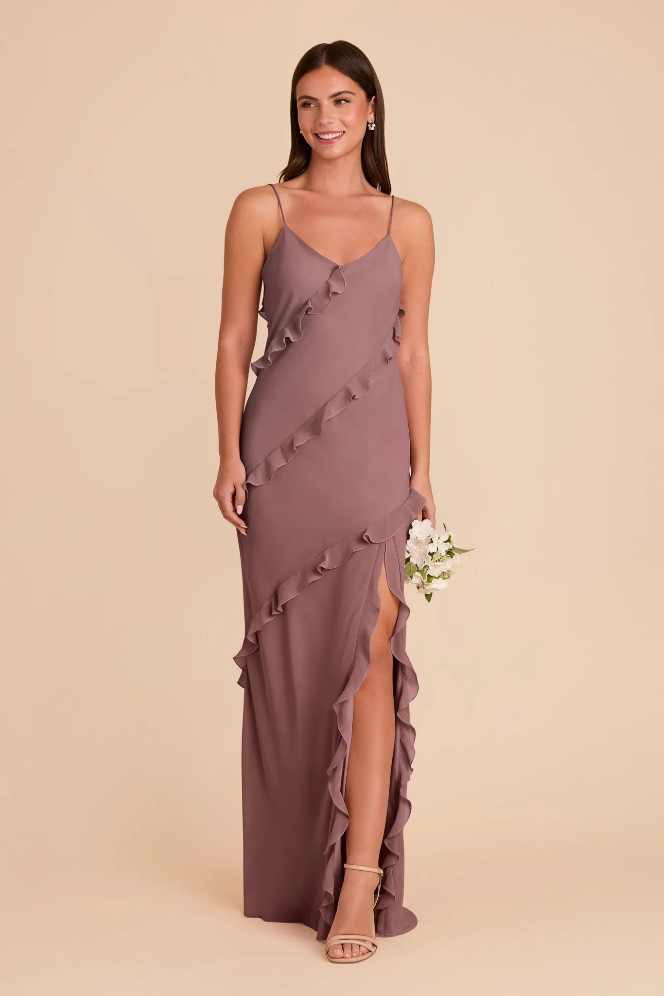 Valentina Chiffon Dress - Dark Mauve sold by Birdy Grey product image thumbnail 3
