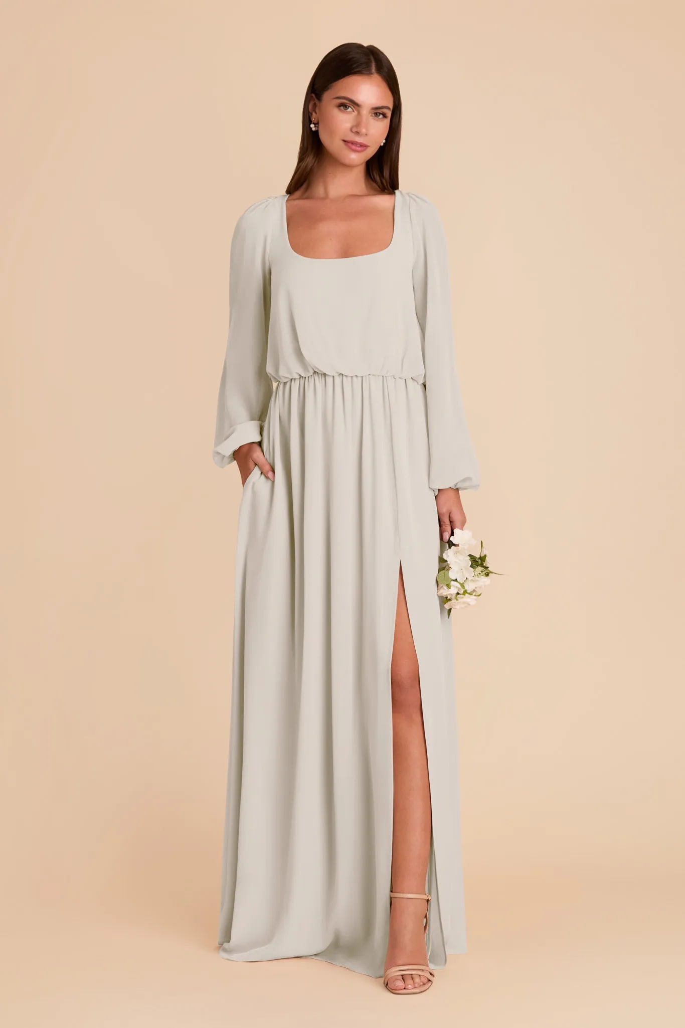 Eloise Chiffon Dress - Dove Gray sold by Birdy Grey