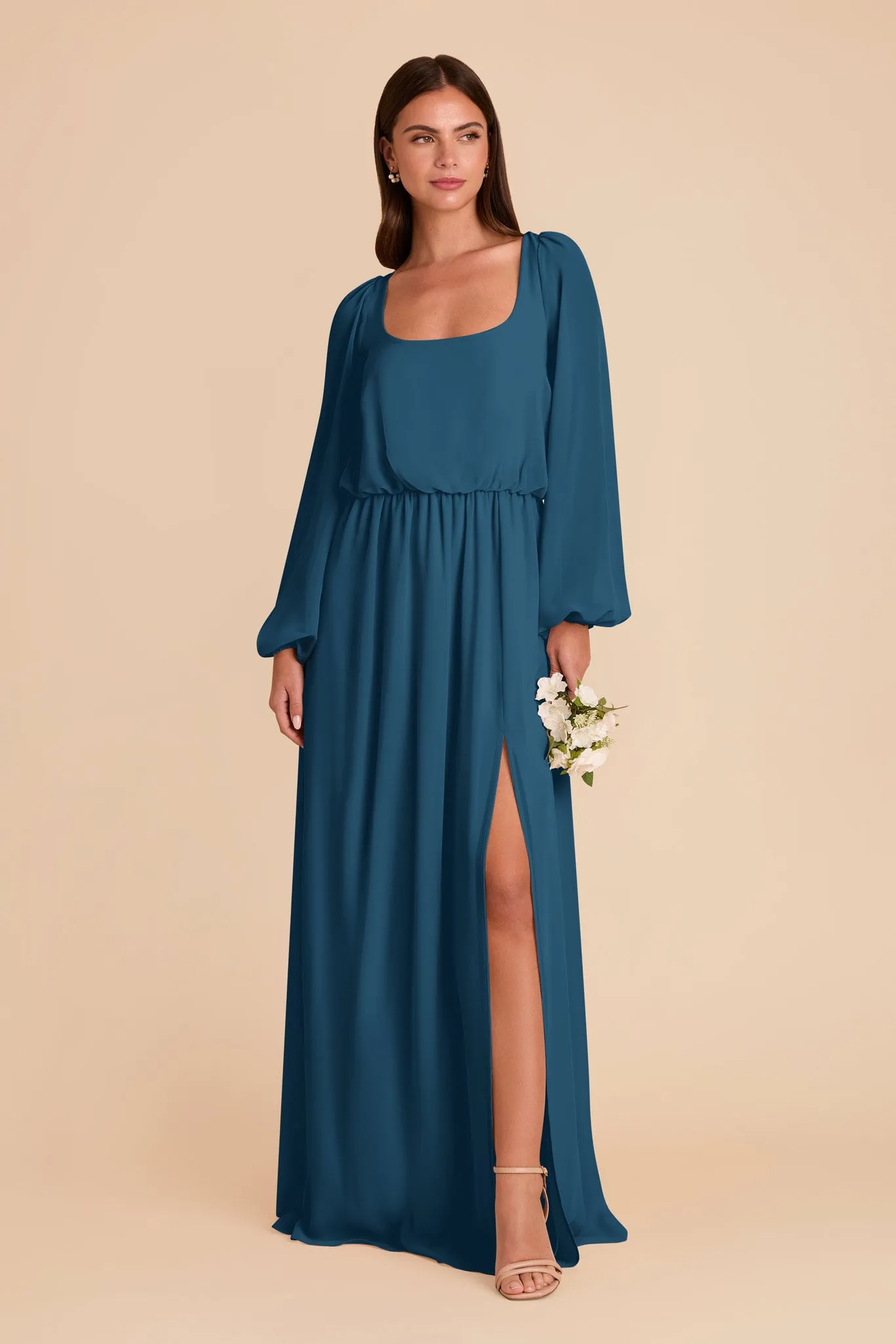 Eloise Chiffon Dress - Dark Teal sold by Birdy Grey