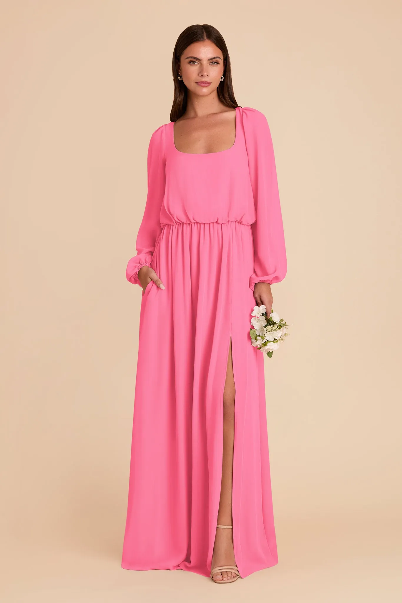 Eloise Chiffon Dress - Bon Bon Pink sold by Birdy Grey
