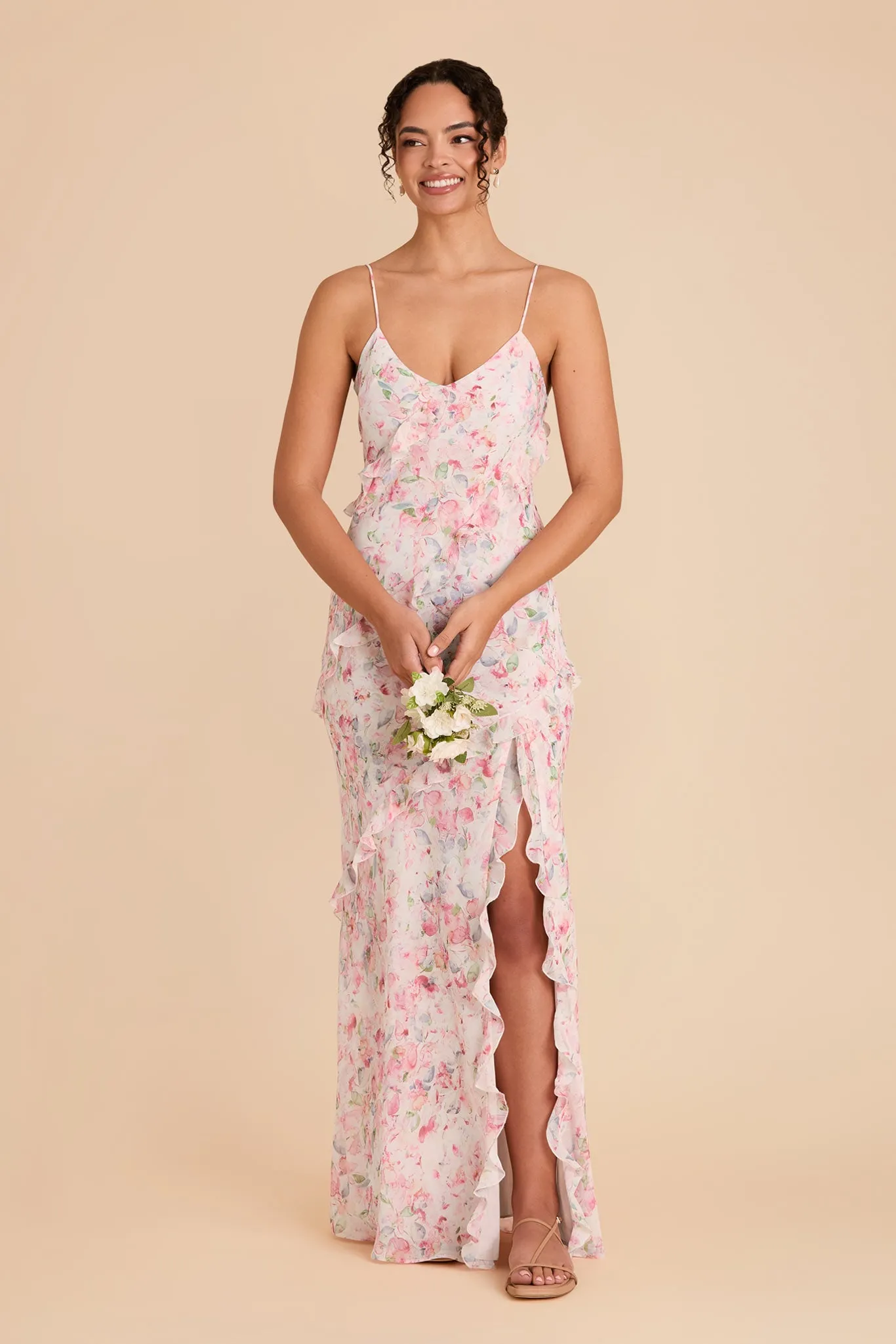 Valentina Chiffon Dress - Pink Falling Petals sold by Birdy Grey