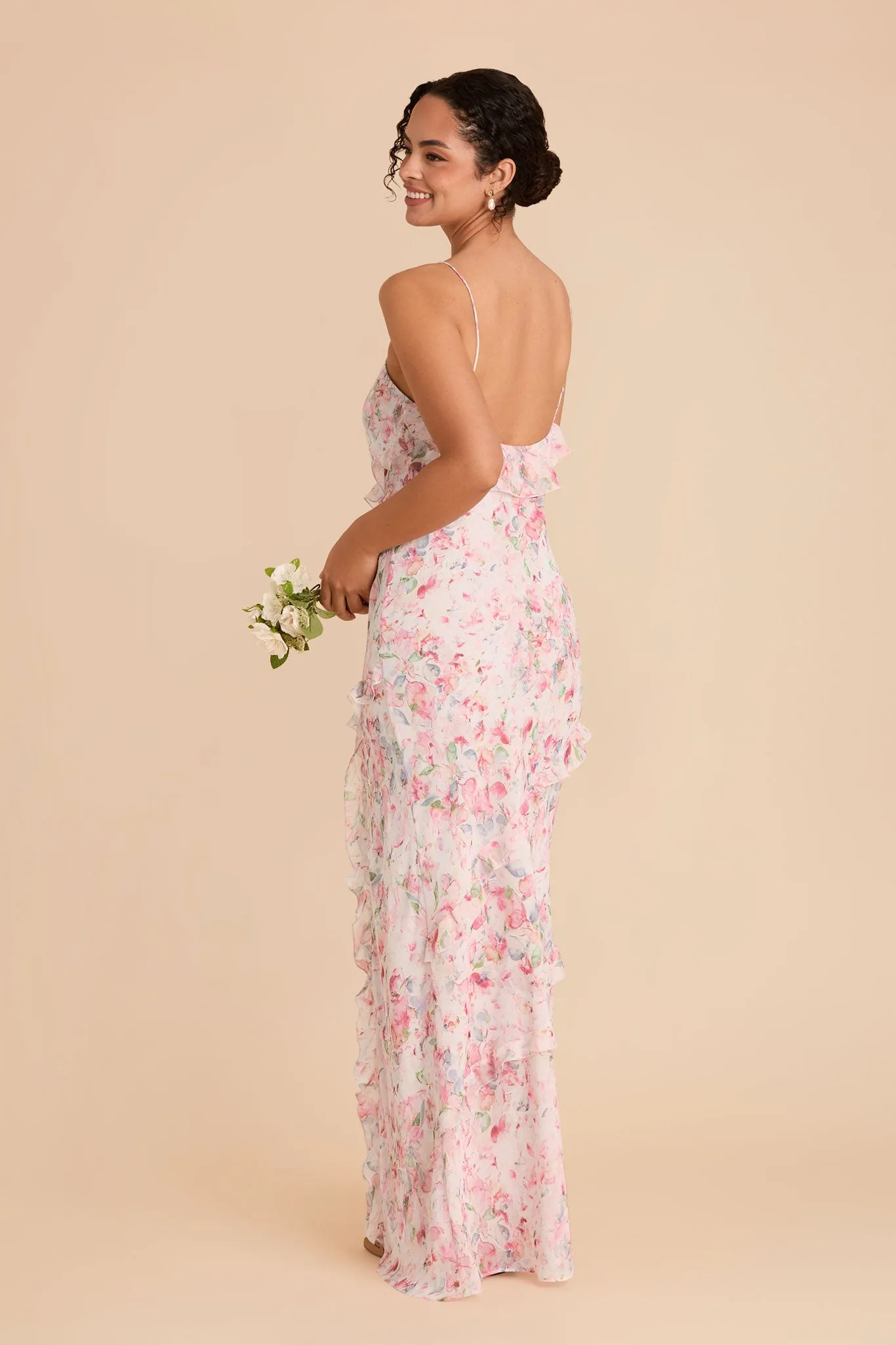 Valentina Chiffon Dress - Pink Falling Petals sold by Birdy Grey product image thumbnail 3