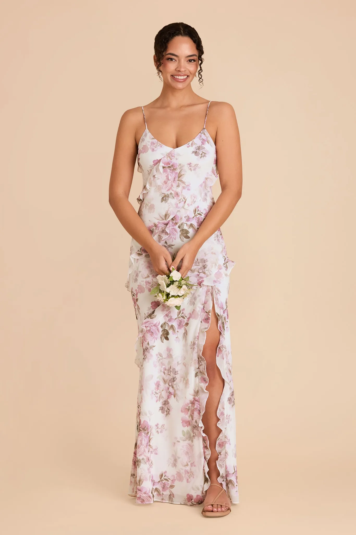 Valentina Chiffon Dress - Dusty Pink Peonies sold by Birdy Grey product image thumbnail 2