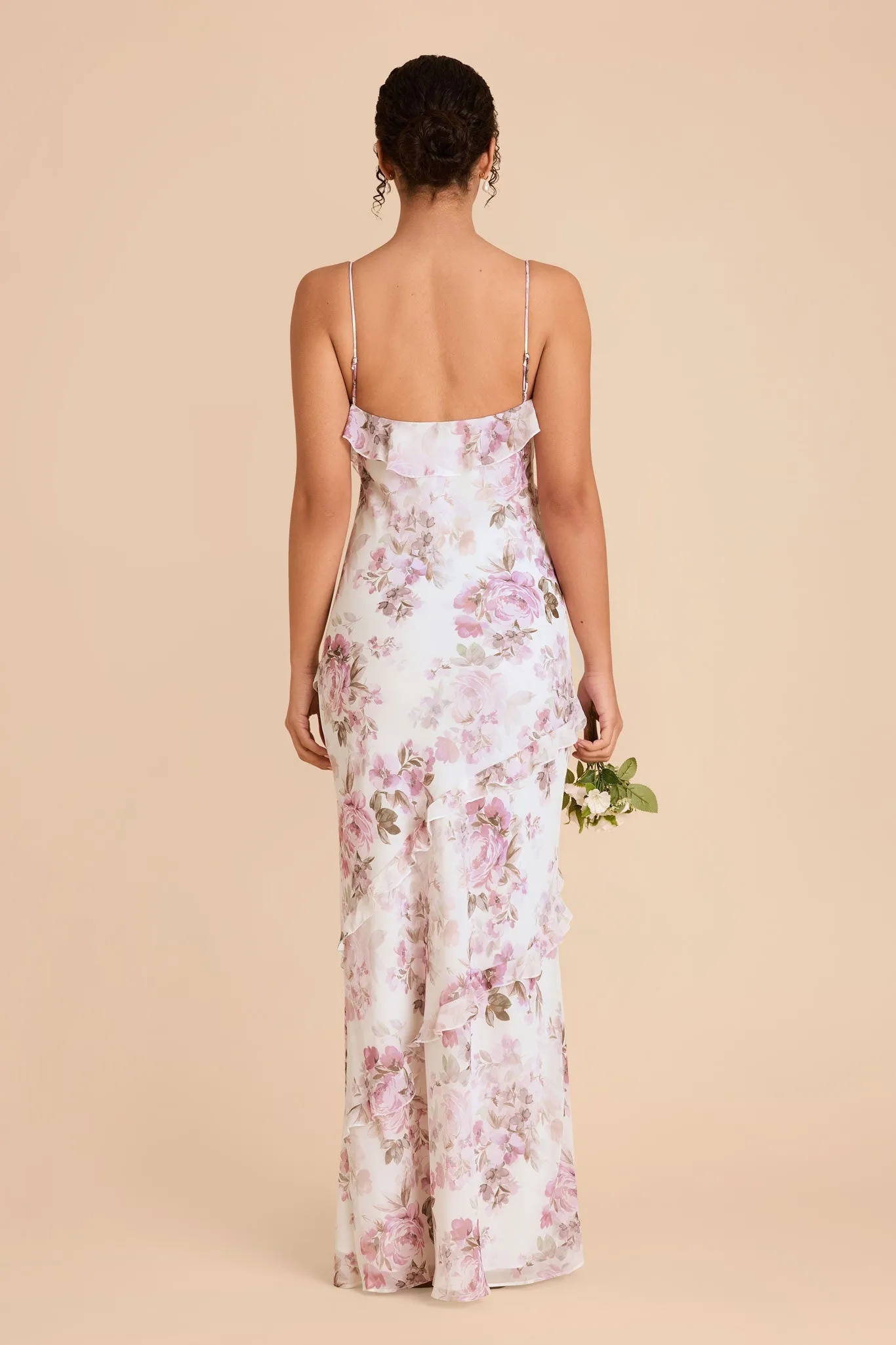 Valentina Chiffon Dress - Dusty Pink Peonies sold by Birdy Grey product image thumbnail 4