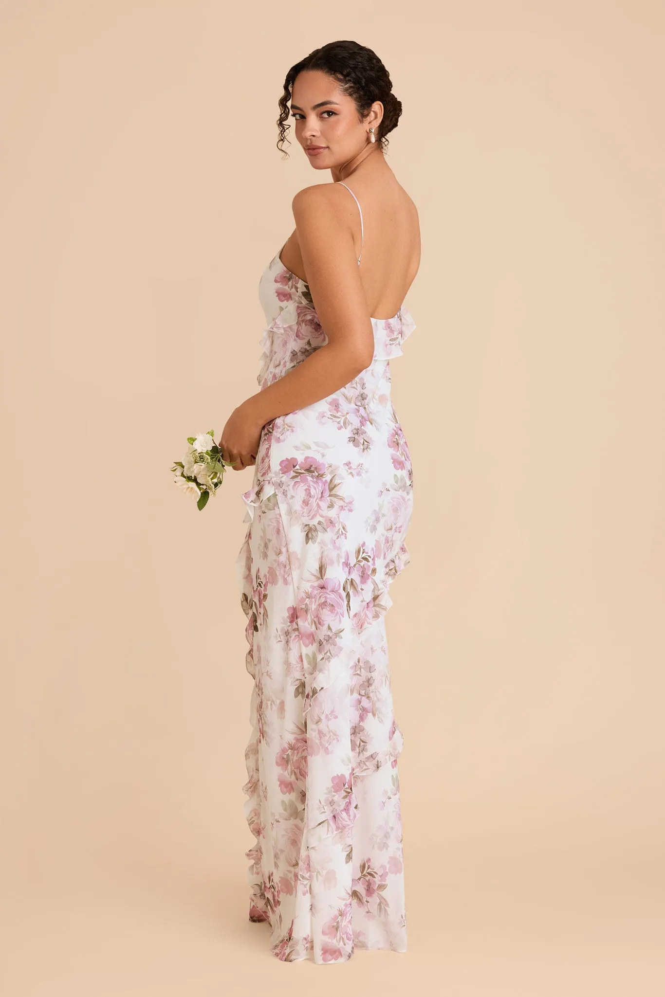 Valentina Chiffon Dress - Dusty Pink Peonies sold by Birdy Grey product image thumbnail 3