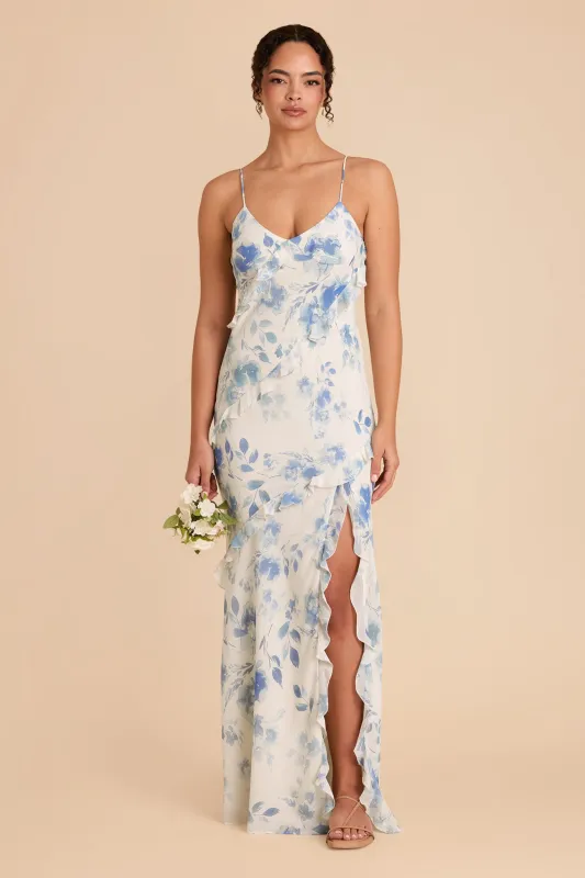 Valentina Chiffon Dress - Blue Rococo Floral sold by Birdy Grey