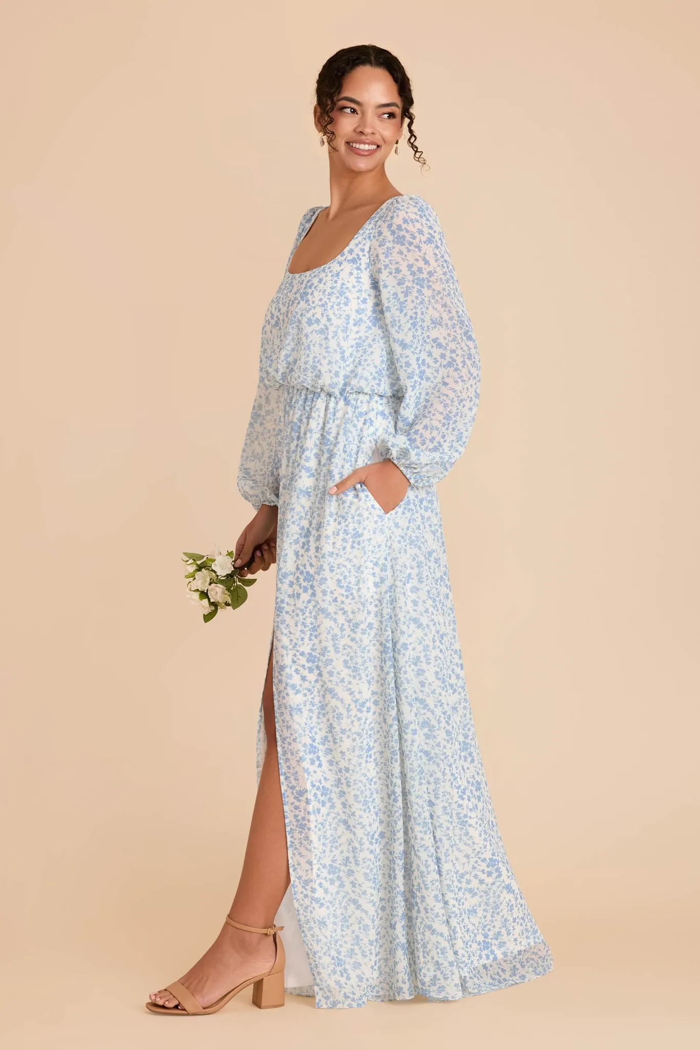 Eloise Chiffon Dress - Blue Dreamy Ditsy sold by Birdy Grey product image thumbnail 3