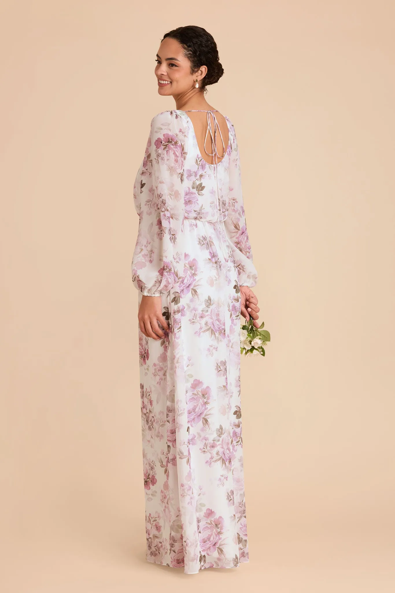 Eloise Chiffon Dress - Dusty Pink Peonies sold by Birdy Grey product image thumbnail 4