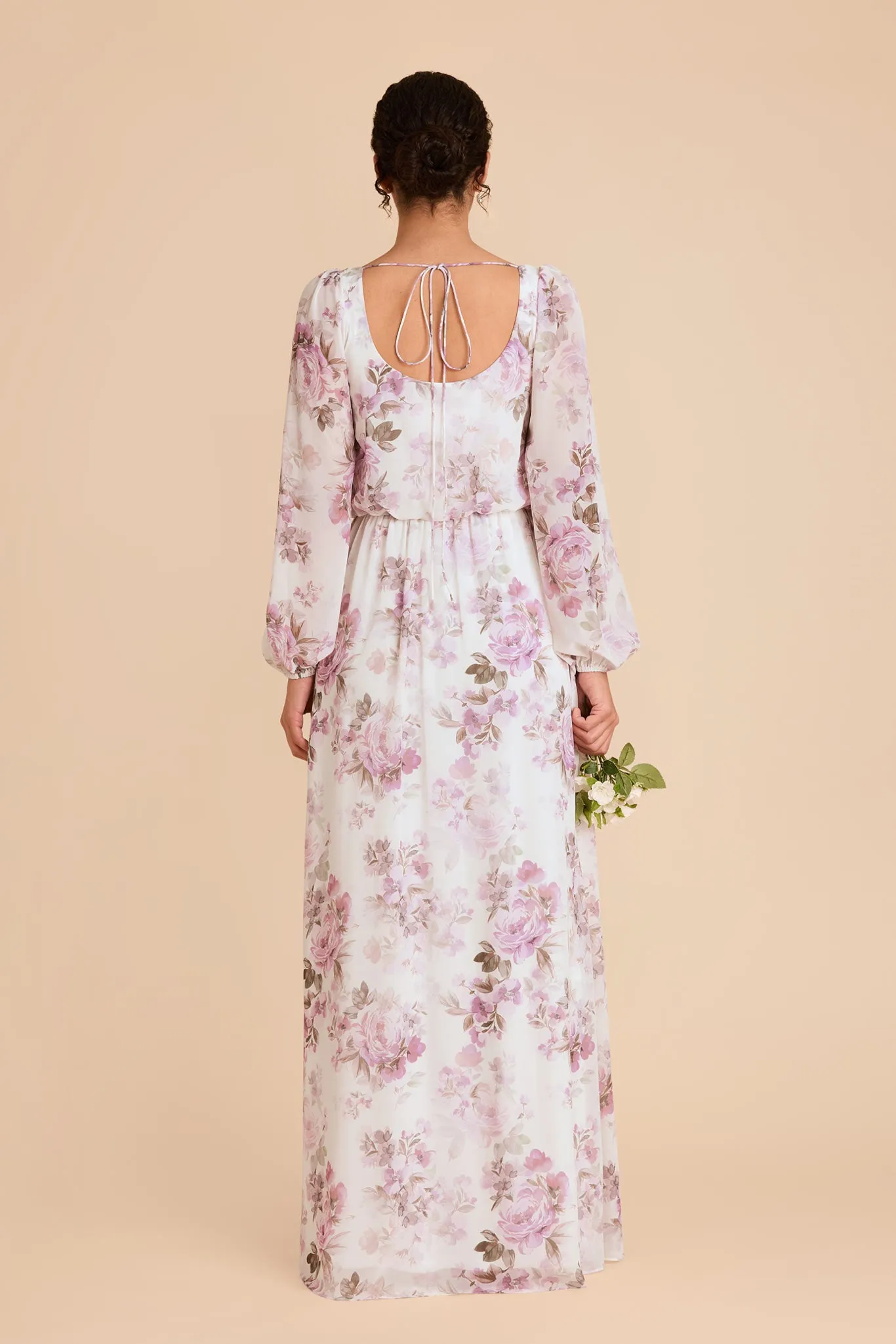 Eloise Chiffon Dress - Dusty Pink Peonies sold by Birdy Grey product image thumbnail 5