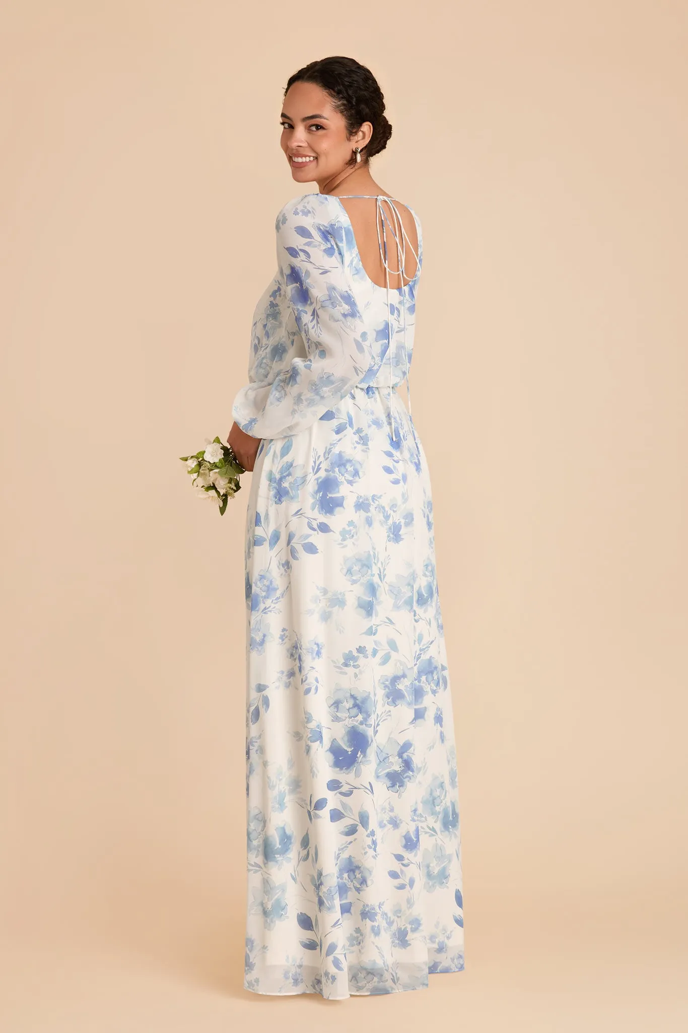 Eloise Chiffon Dress - Blue Rococo Floral sold by Birdy Grey product image thumbnail 4
