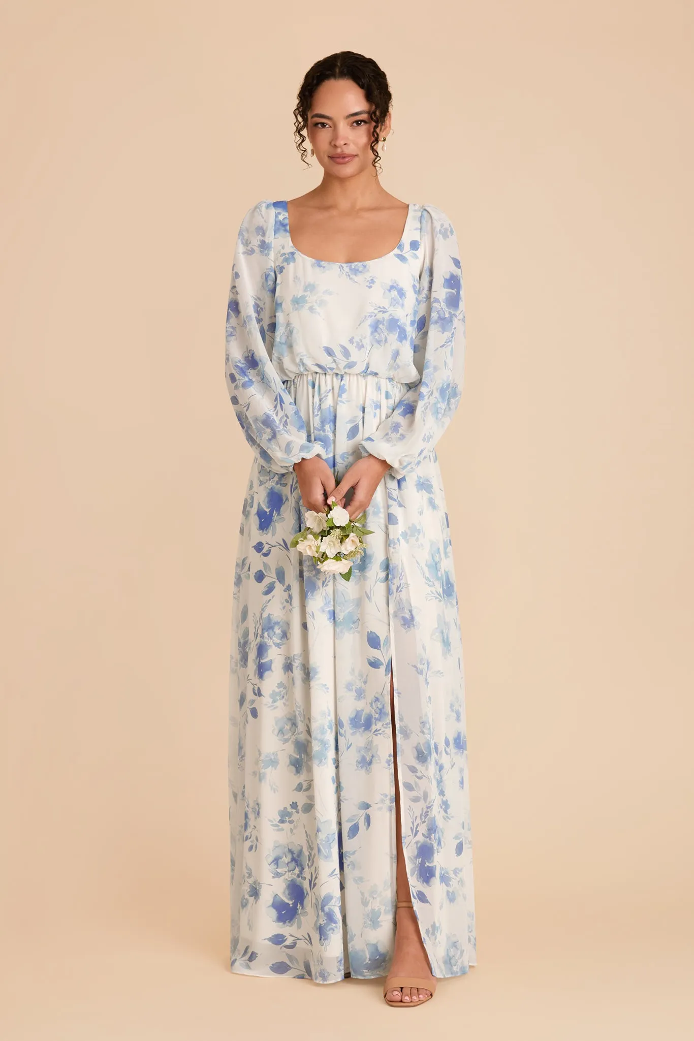 Eloise Chiffon Dress - Blue Rococo Floral sold by Birdy Grey product image thumbnail 2