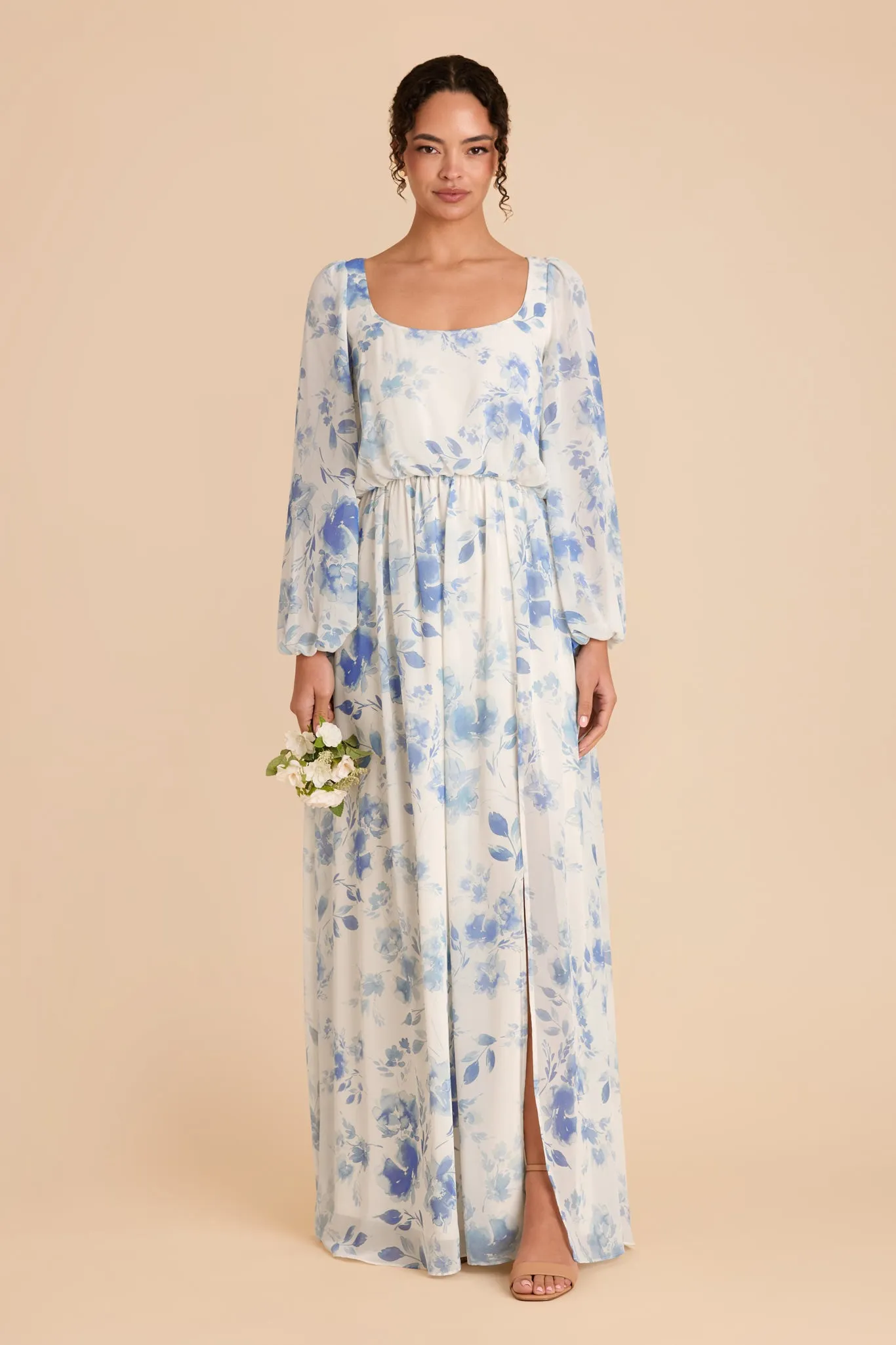 Eloise Chiffon Dress - Blue Rococo Floral sold by Birdy Grey