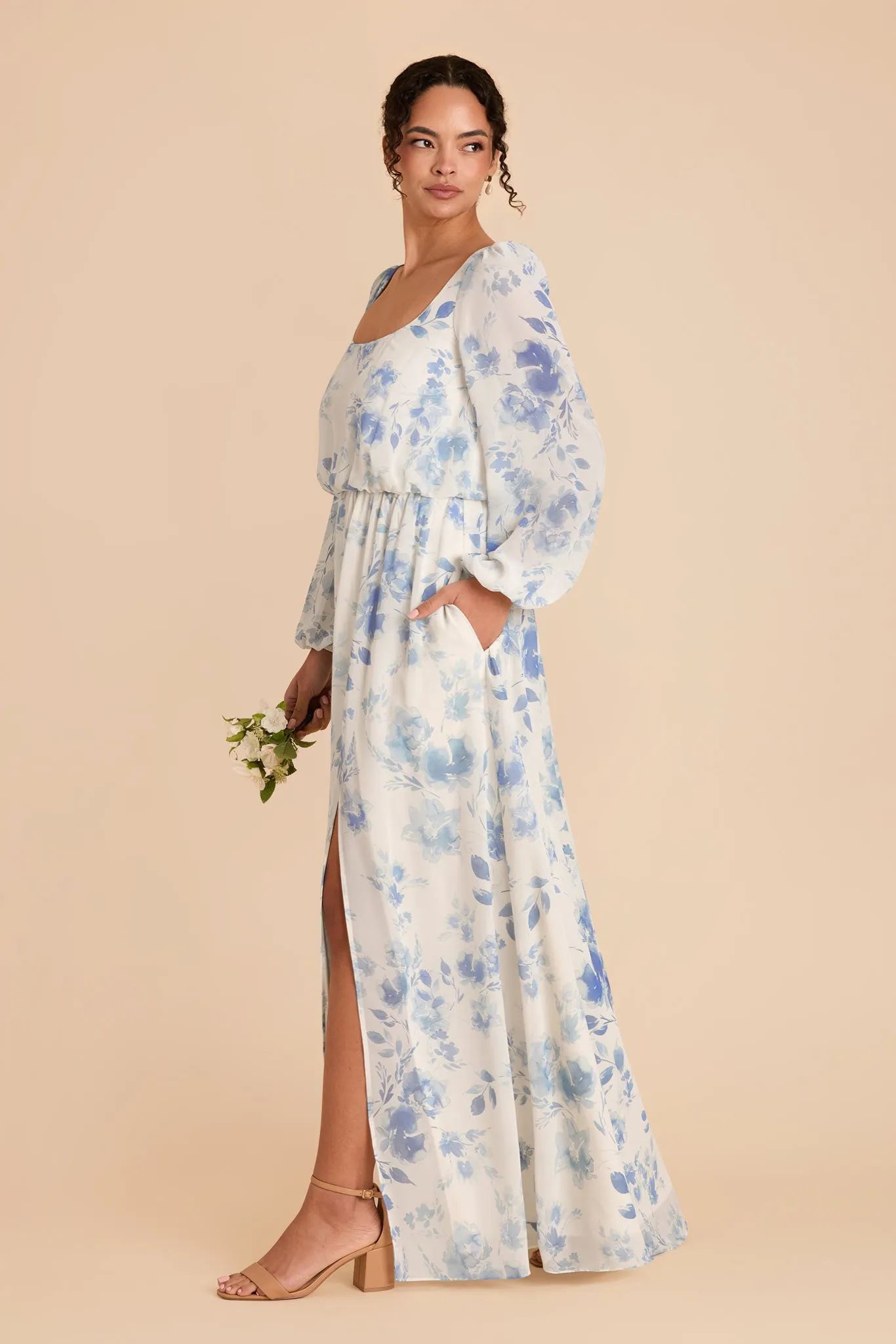 Eloise Chiffon Dress - Blue Rococo Floral sold by Birdy Grey product image thumbnail 3