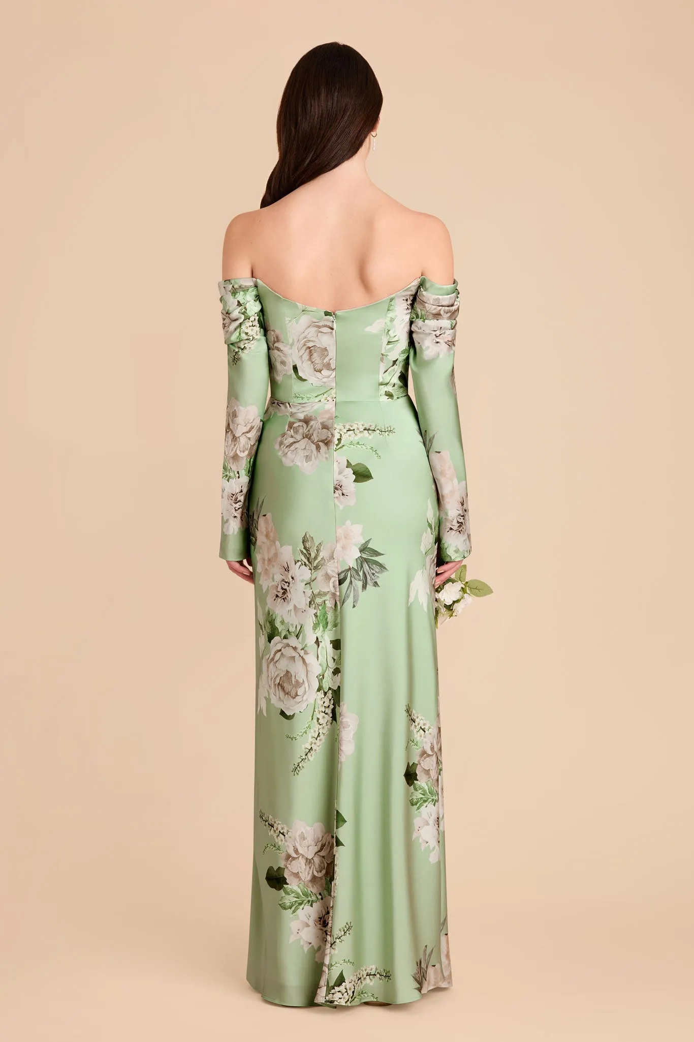 Maya Matte Satin Dress - Pistachio Garden Bloom sold by Birdy Grey product image thumbnail 4