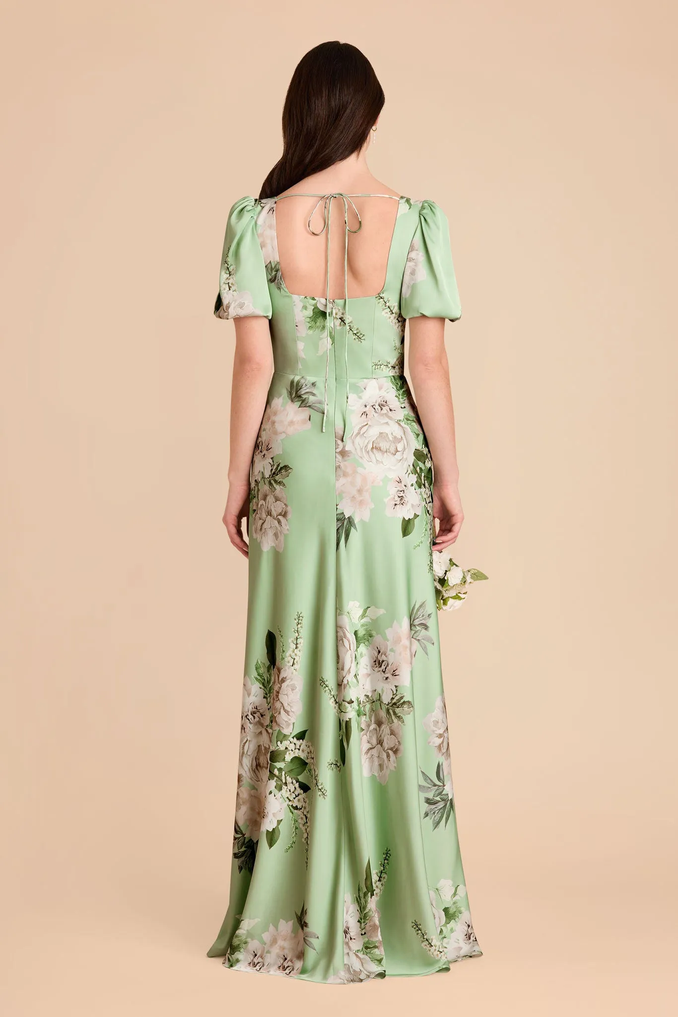 Judy Matte Satin Dress - Pistachio Garden Bloom sold by Birdy Grey product image thumbnail 4