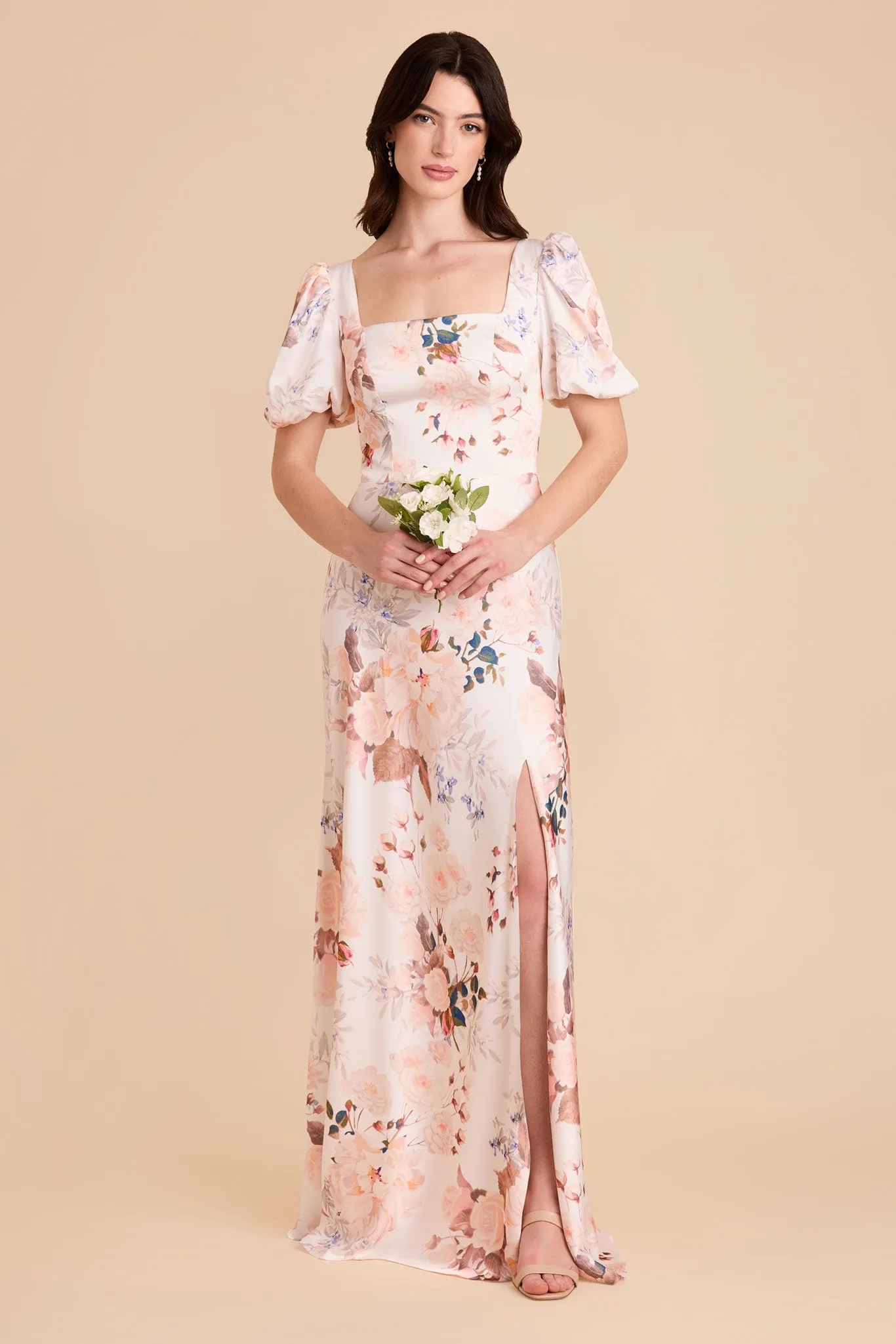 Judy Matte Satin Dress - Champagne Cascadia Bouquet sold by Birdy Grey product image thumbnail 2