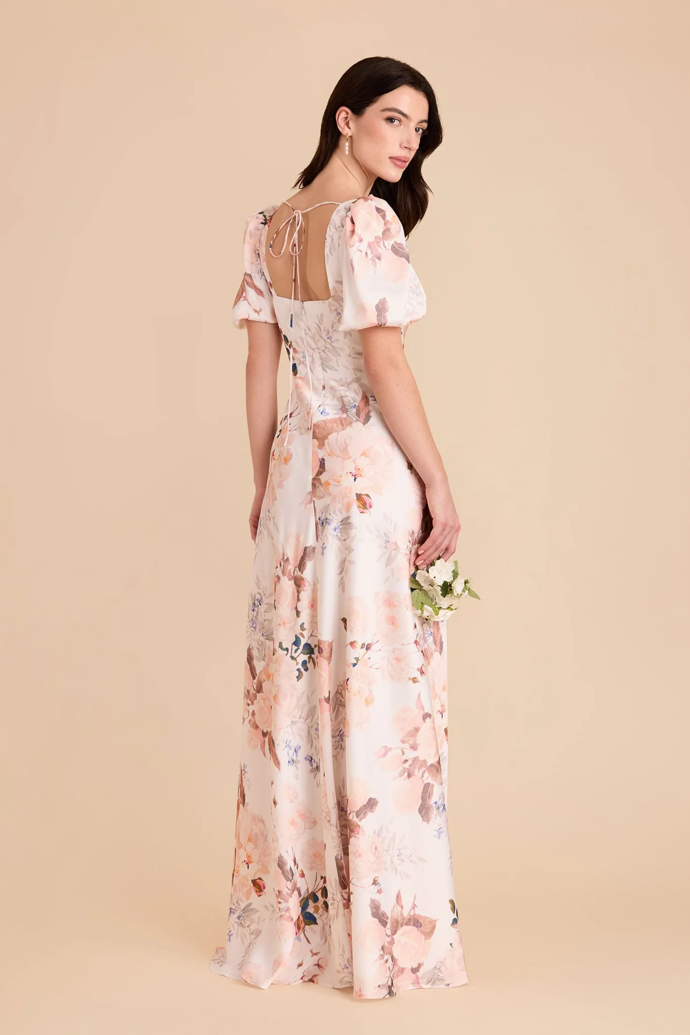 Judy Matte Satin Dress - Champagne Cascadia Bouquet sold by Birdy Grey product image thumbnail 3