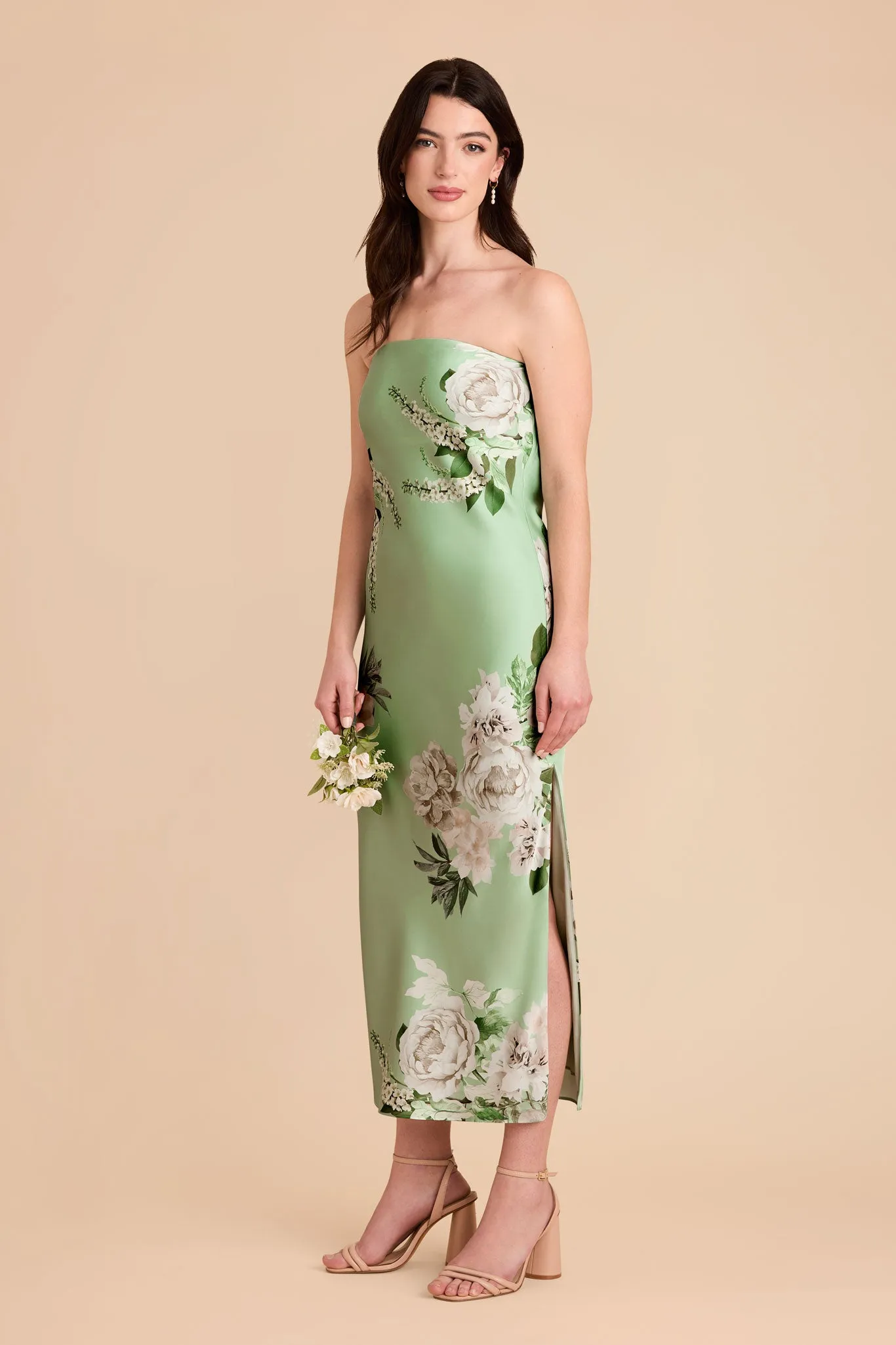 Isla Matte Satin Dress - Pistachio Garden Bloom sold by Birdy Grey product image thumbnail 4