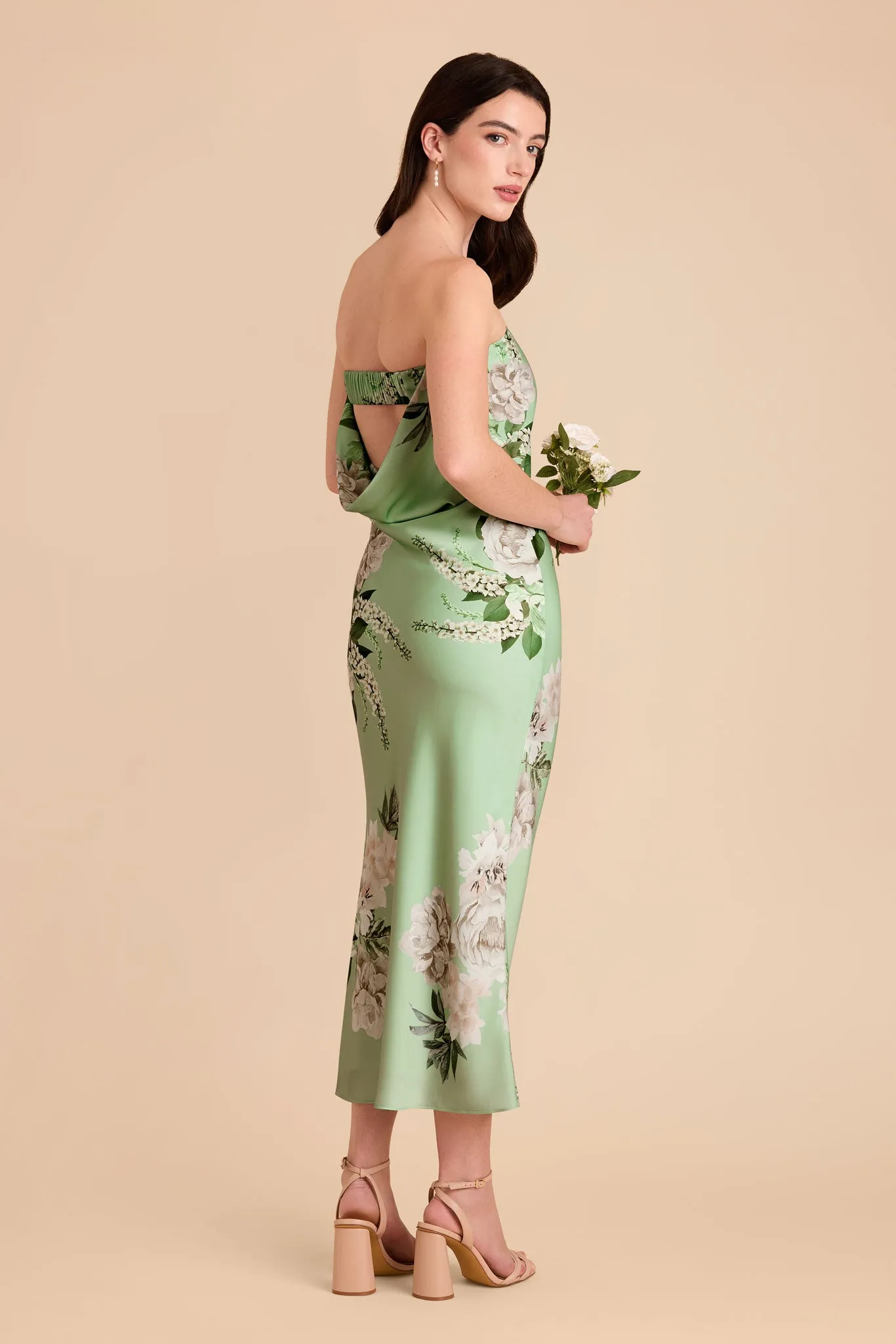 Isla Matte Satin Dress - Pistachio Garden Bloom sold by Birdy Grey product image thumbnail 5