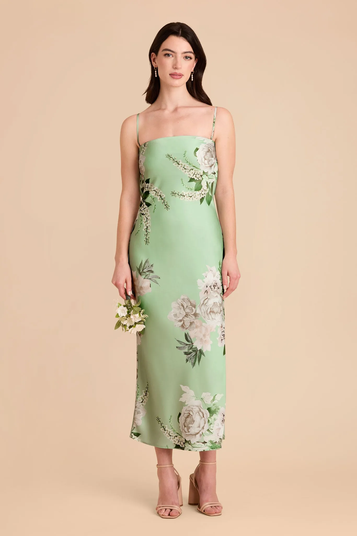 Isla Matte Satin Dress - Pistachio Garden Bloom sold by Birdy Grey product image thumbnail 3