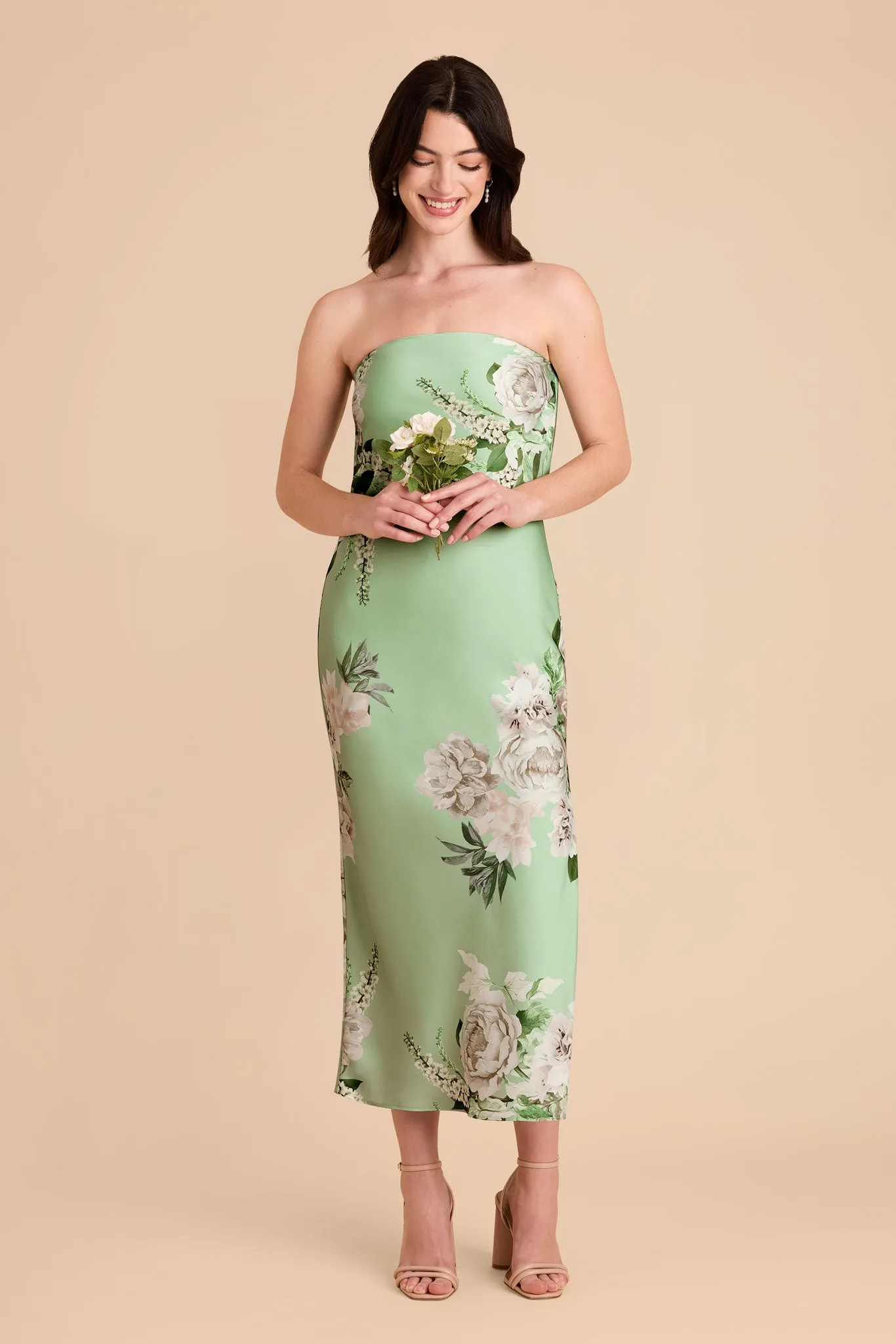 Isla Matte Satin Dress - Pistachio Garden Bloom sold by Birdy Grey product image thumbnail 2