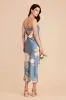 Isla Matte Satin Dress - Dusty Blue Romantic Bouquet sold by Birdy Grey