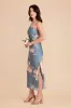 Isla Matte Satin Dress - Dusty Blue Romantic Bouquet sold by Birdy Grey